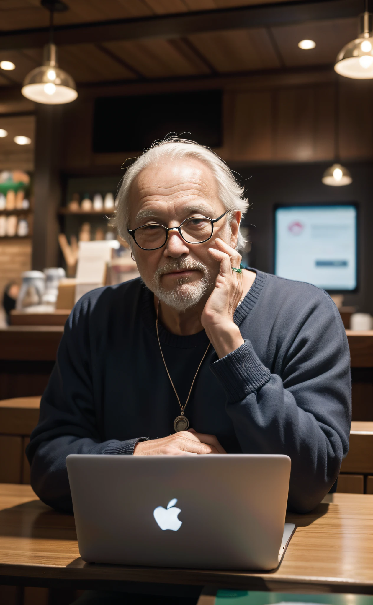 the old man in the year 2023 Leonardo da Vinci working with your macbook at Starbucks. What project was he developing?
