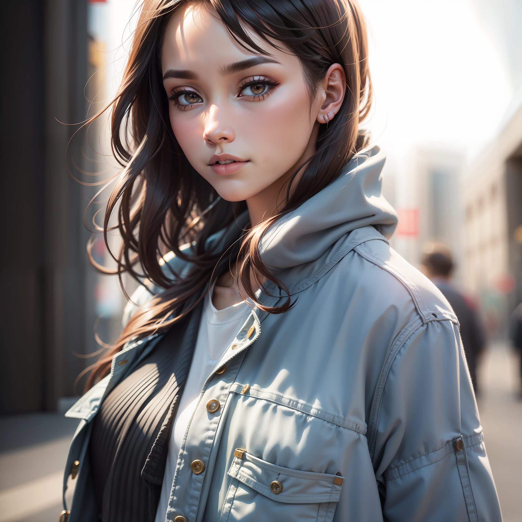 street style photo of a woman, shot on sony a 7RIII, Sunlight