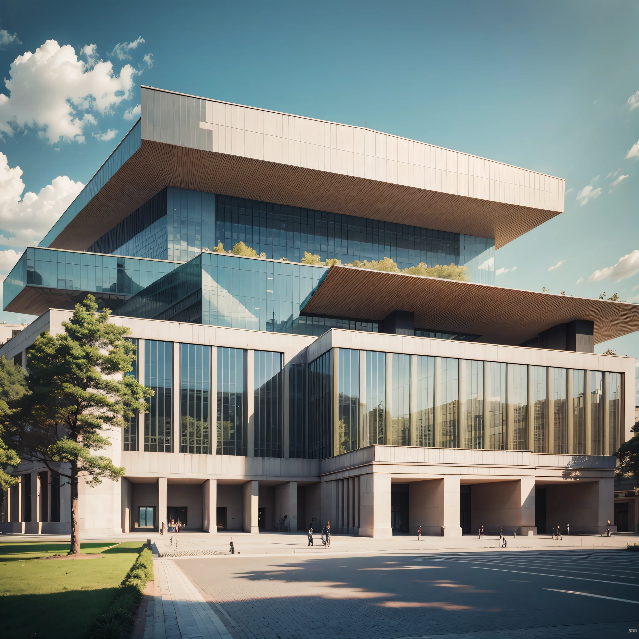 Court of Justice with 2 buildings with modern architecture --auto --s2