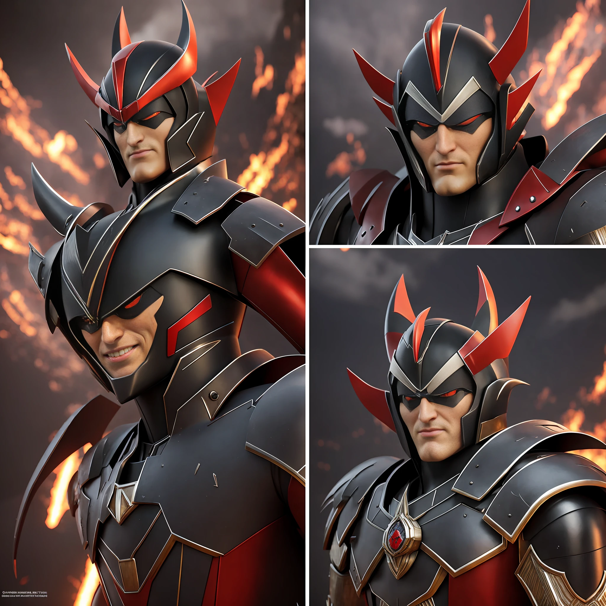 Baron Ashura, Mazinger Z character, merged human, photorealistic render