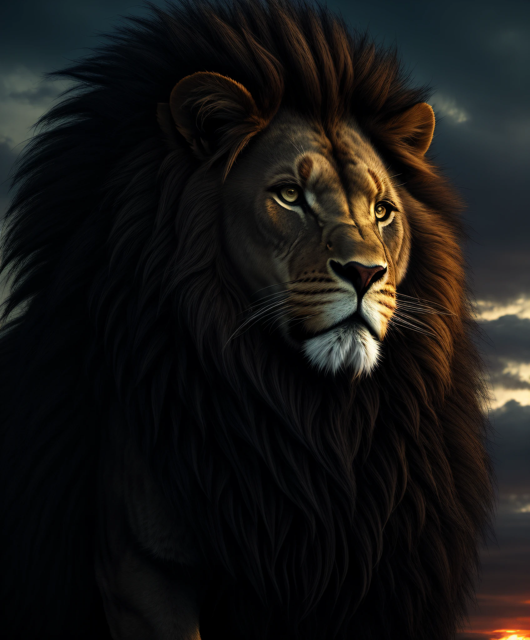 image of a man, a lion, epic, hdr, hyperdetailed, cinematic, soft colors, bg nebulous, phrase, good week