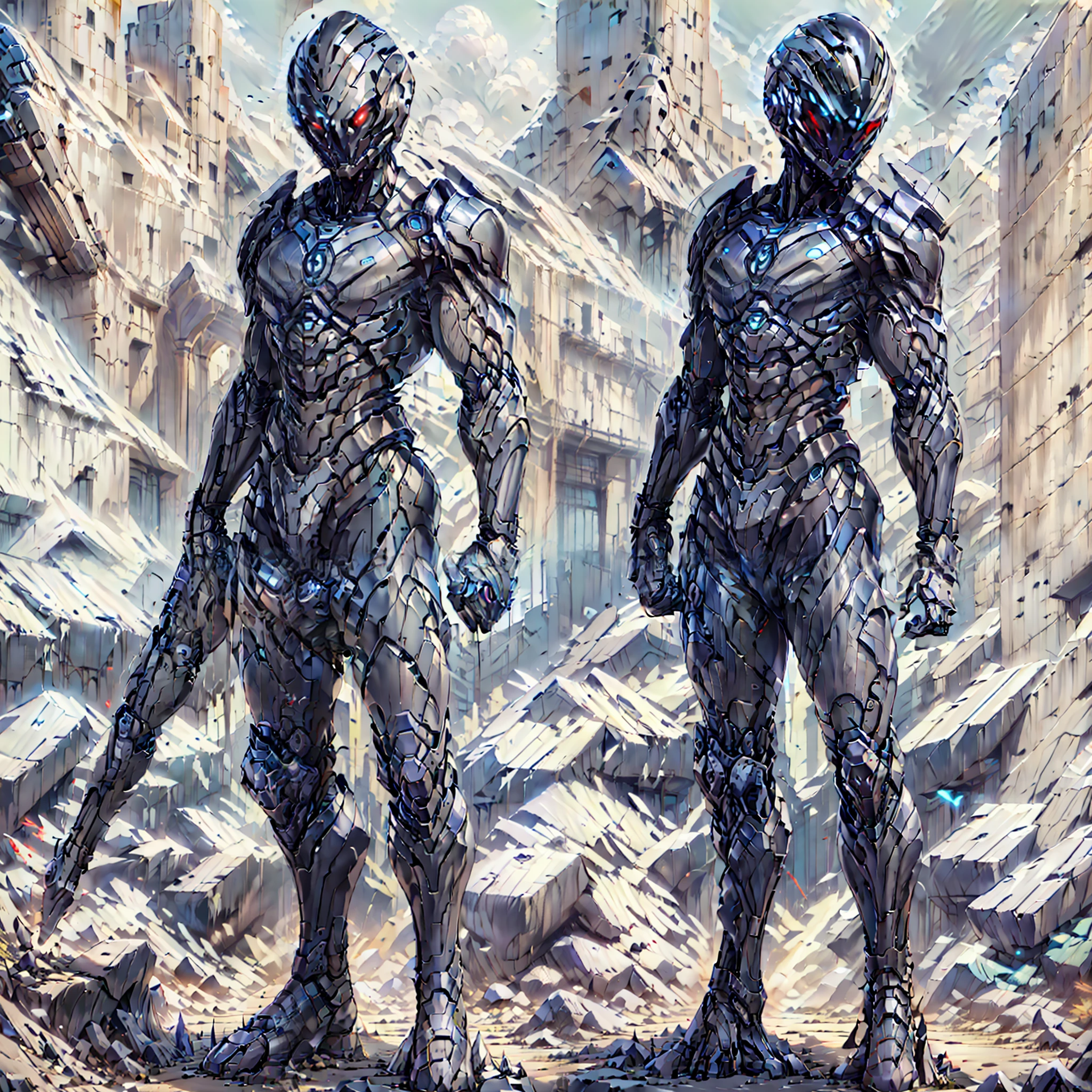 Design a new version of Jaspion with a totally modern and futuristic costume. The costume should keep the essence of the character, but with a contemporary design. It should look technological and advanced, with metallic materials, aerodynamic lines and cybernetic details. The main color of the costume should be a bright metallic red, with shiny black details. The suit's armor should be sleek and fit the Jaspion's body, providing mobility without compromising its stamina.
The Jaspion helmet should have a modern look, with holographic visors that enhance your eyes and protect your identity. Displays can display tactical information and analyze the surrounding environment.
In addition, the suit can be equipped with additional accessories such as jet thrusters on the wrists and boots, allowing the Jaspion to fly and perform powerful jumps. It can also carry technological weapons, such as an energy sword with shining blade or other futuristic weapons that you find interesting.
Feel free to be creative and innovative in the redesign of the costume, keeping in mind that the end result should be a stunning and iconic new version of the Jaspion, which reflects the spirit of the classic hero with a modern and futuristic twist