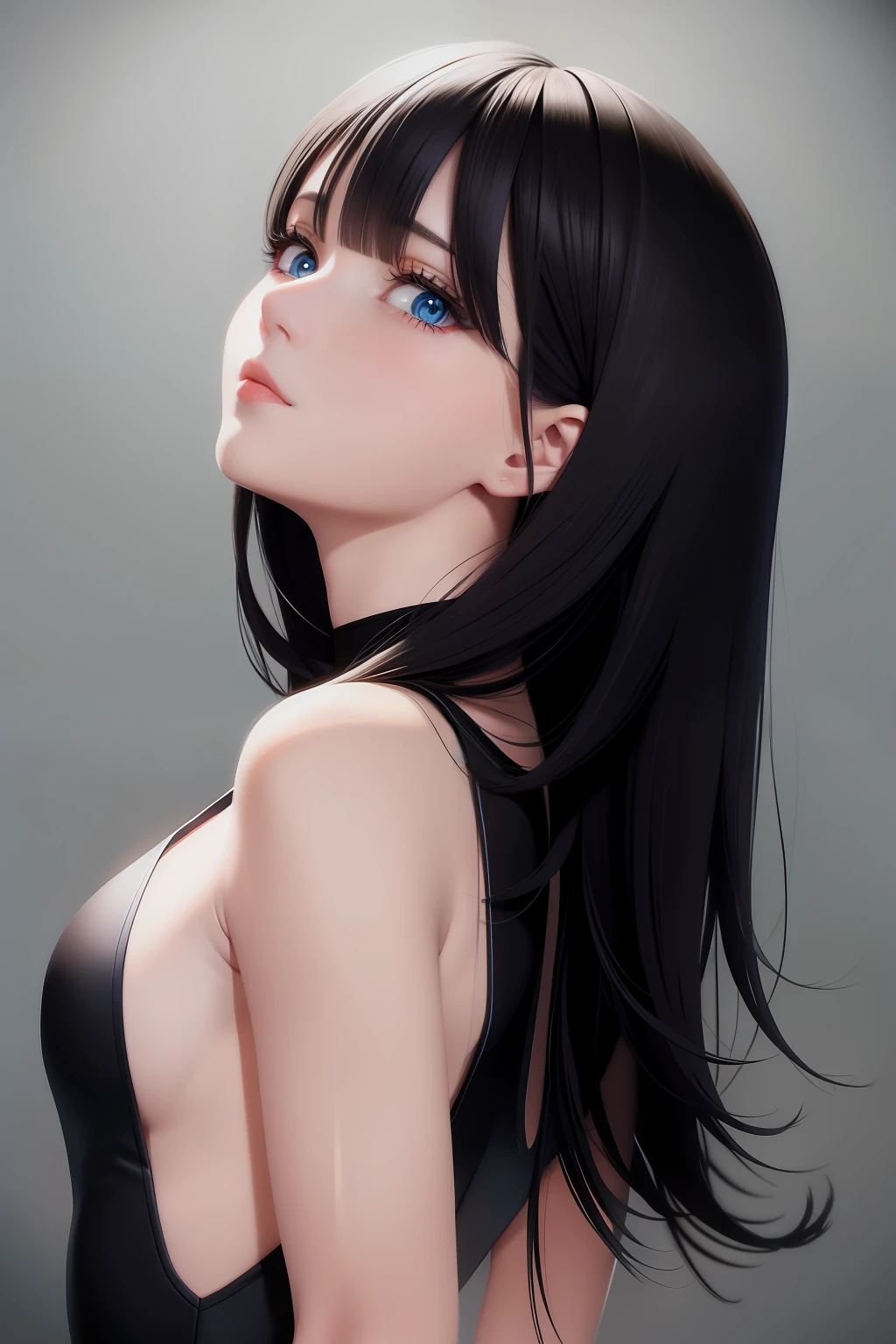 Blue-eyed female anime character