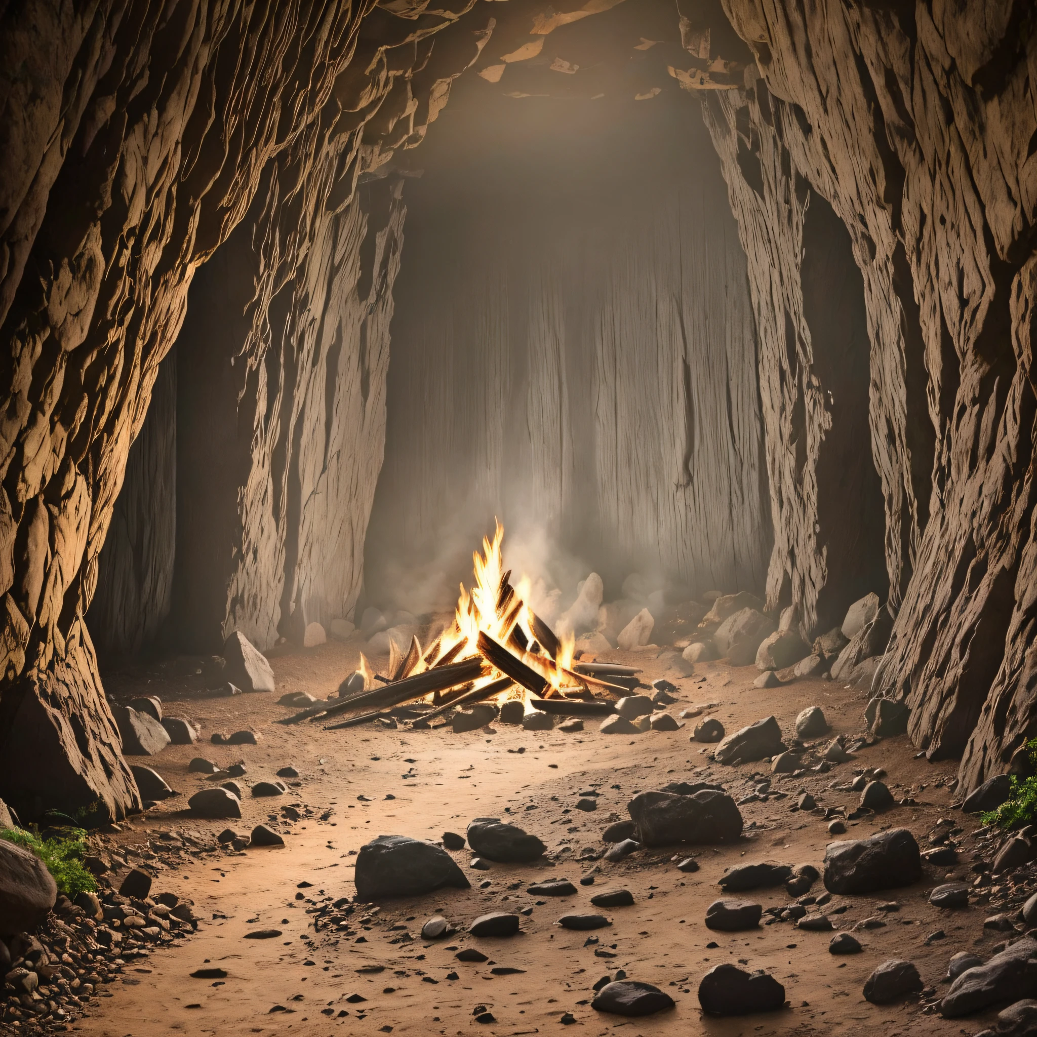 On the wall of the dark and damp cave shadows of a campfire resemble images of animals --auto --s2