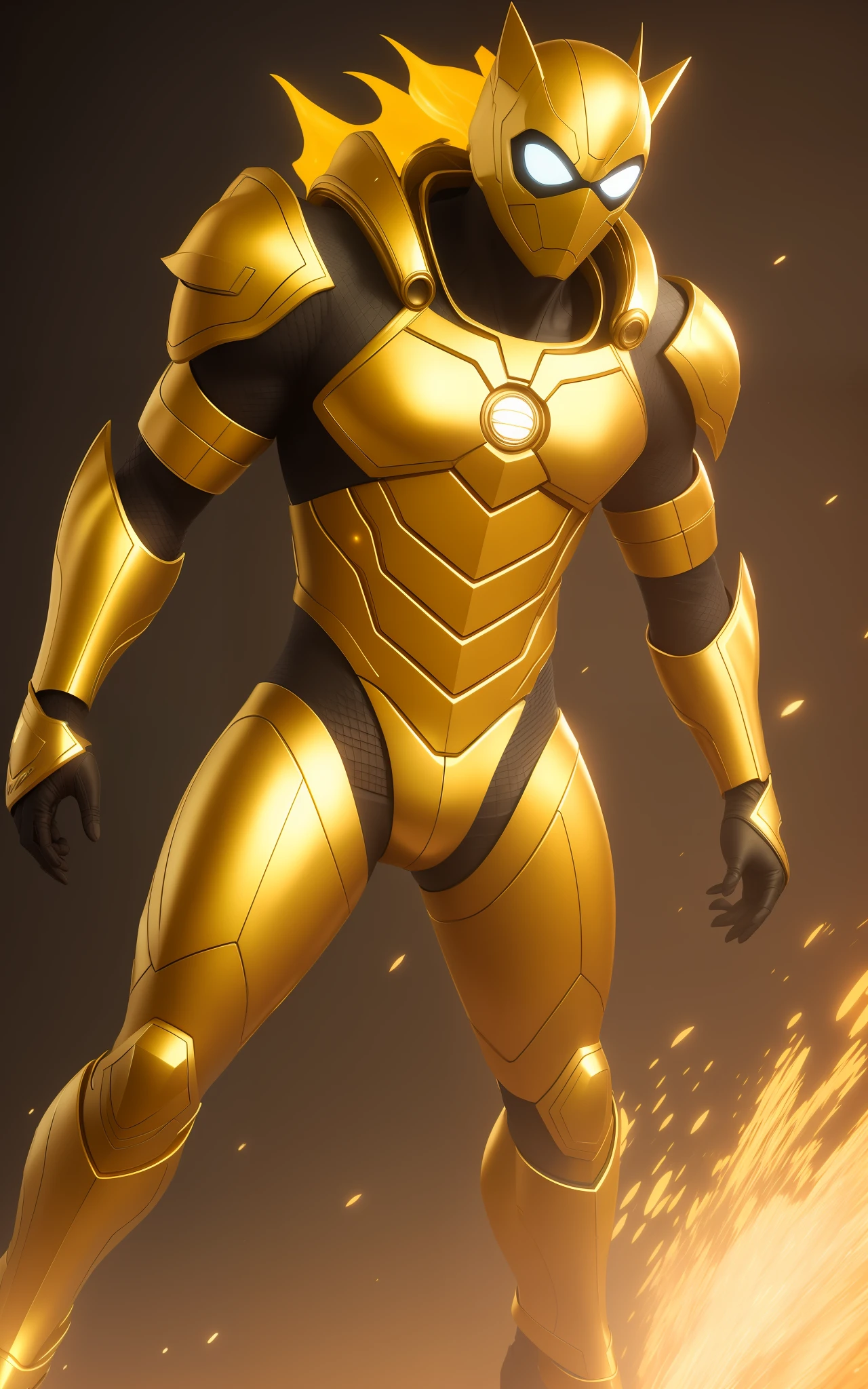Miguel ohara, in a golden outfit, organic looking outfit, texture gooey symbiote covering everything, white eyes, fine art, ps5 cinematic screenshot,highly detailed detailed cinematic rendering, ultra photorealistic raytricing, with cinematic lighting, futuristic, action pose, masterpiece, fighting posture