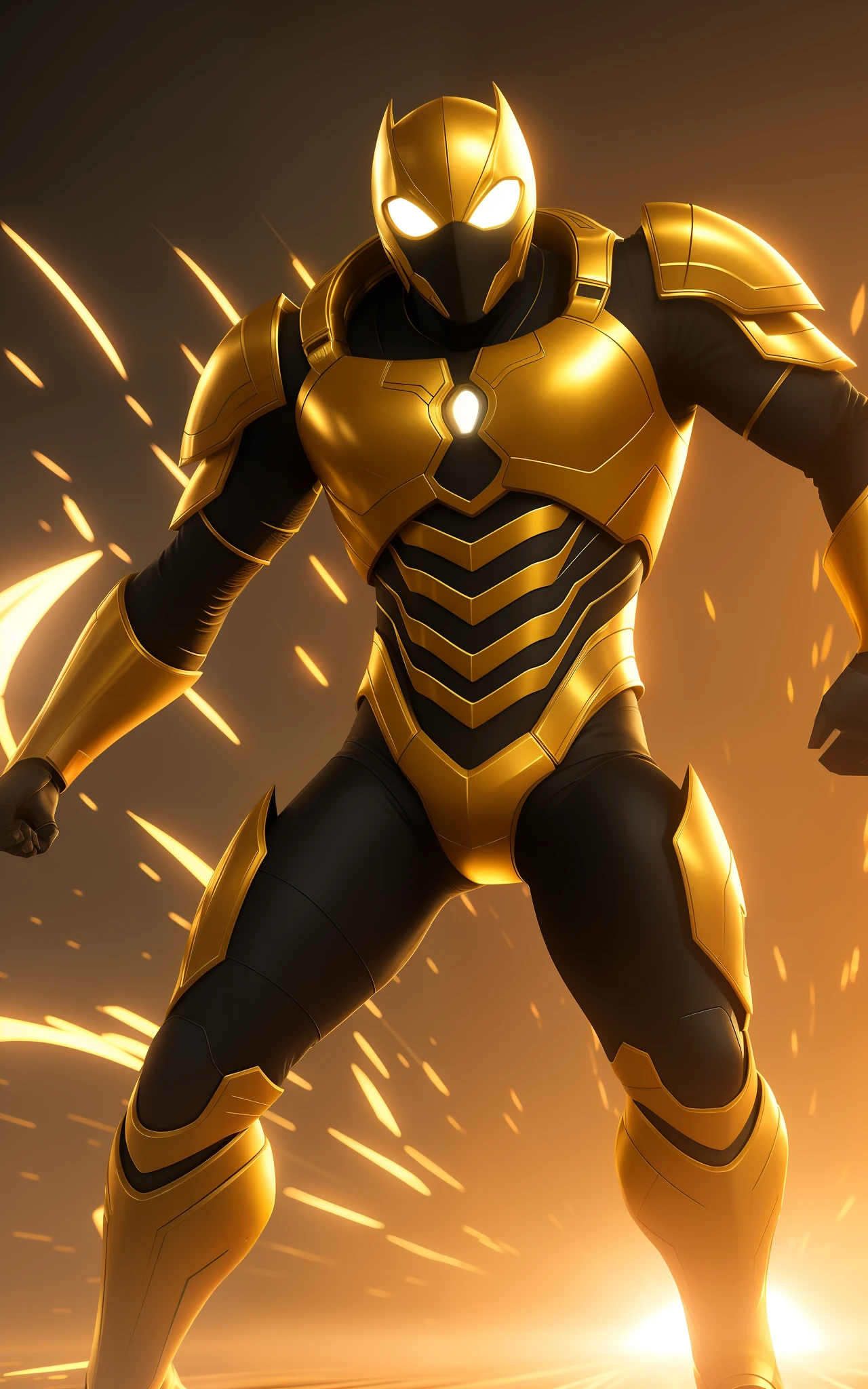Miguel ohara, in a golden outfit, organic looking outfit, texture gooey symbiote covering everything, white eyes, fine art, ps5 cinematic screenshot,highly detailed detailed cinematic rendering, ultra photorealistic raytricing, with cinematic lighting, futuristic, action pose, masterpiece, fighting posture