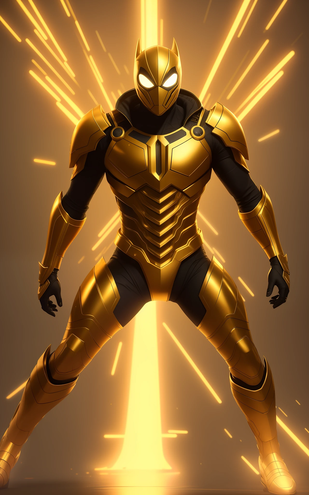 Miguel ohara, in a golden outfit, organic looking outfit, texture gooey symbiote covering everything, white eyes, fine art, ps5 cinematic screenshot,highly detailed detailed cinematic rendering, ultra photorealistic raytricing, with cinematic lighting, futuristic, action pose, masterpiece, fighting posture