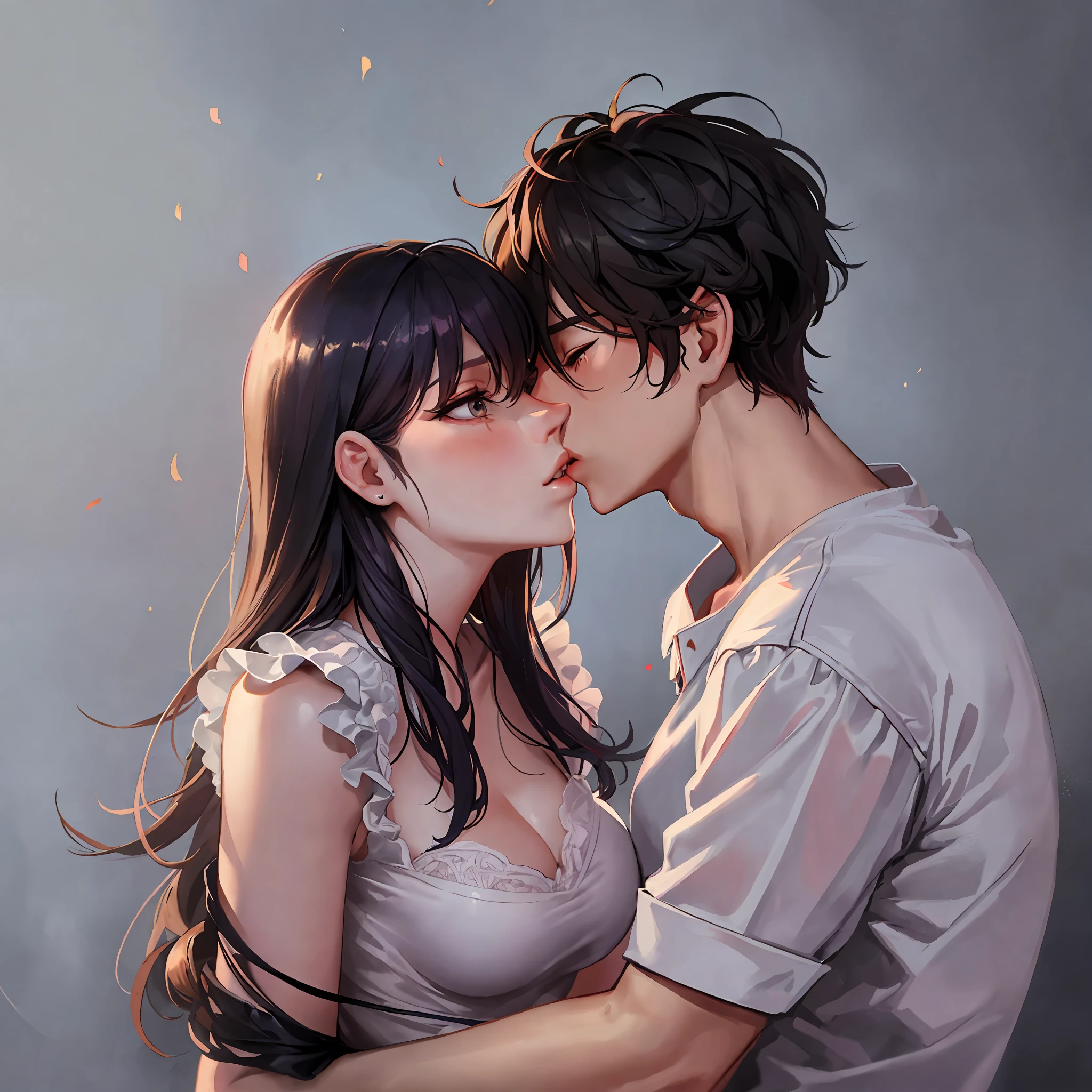 (couple, 1.3), (statement) alone, (kiss, 1.5) romantic and realistic