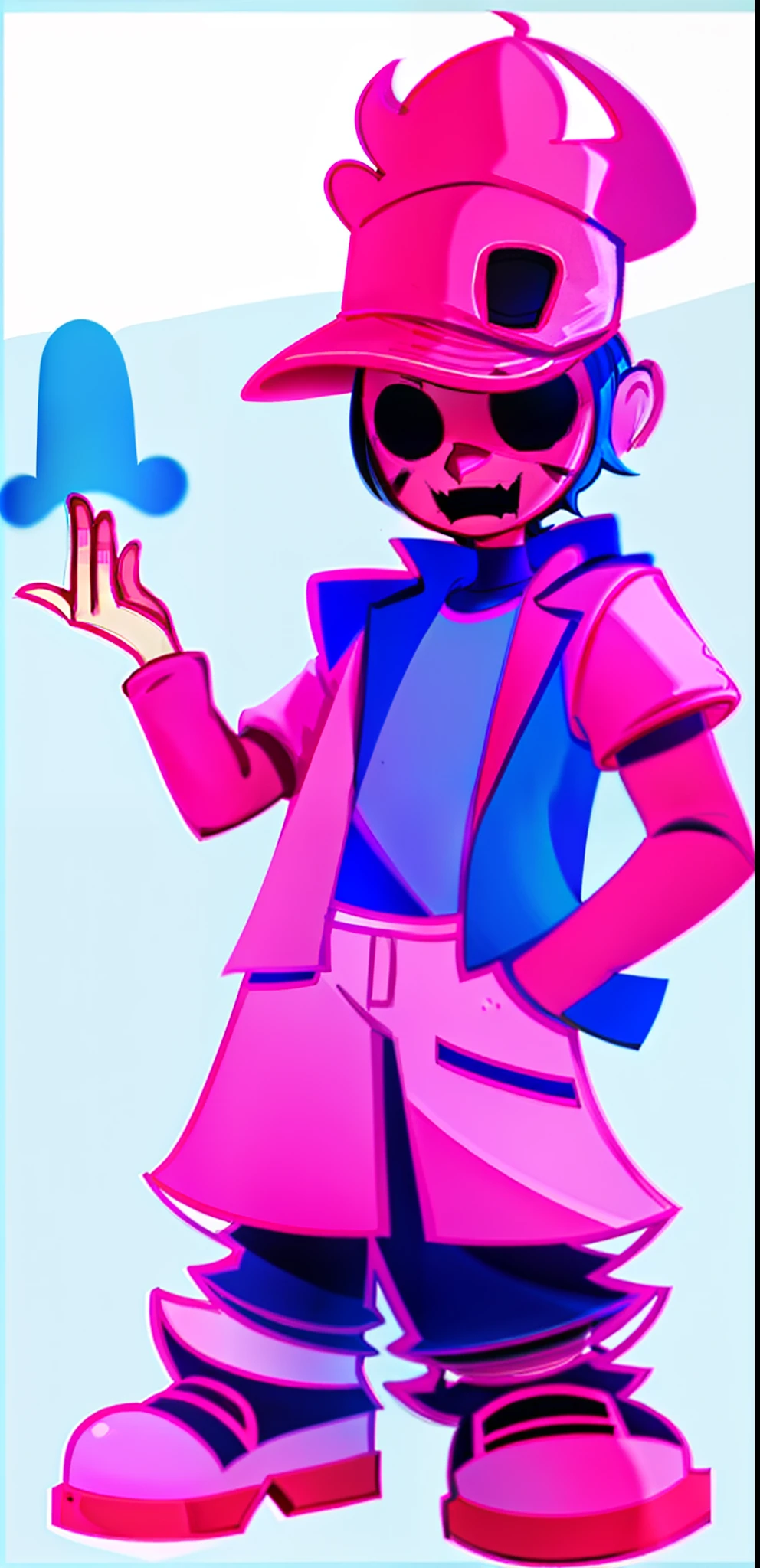 cartoon character of a man with a pink hat and a pink jacket, sans undertale, sans from undertale, john egbert, varguyart style, bladee from drain gang, official art, asriel dreemurr, fool and pixel jeff, 2 d art, 2d art, danbooru and artstation, sona is a slender