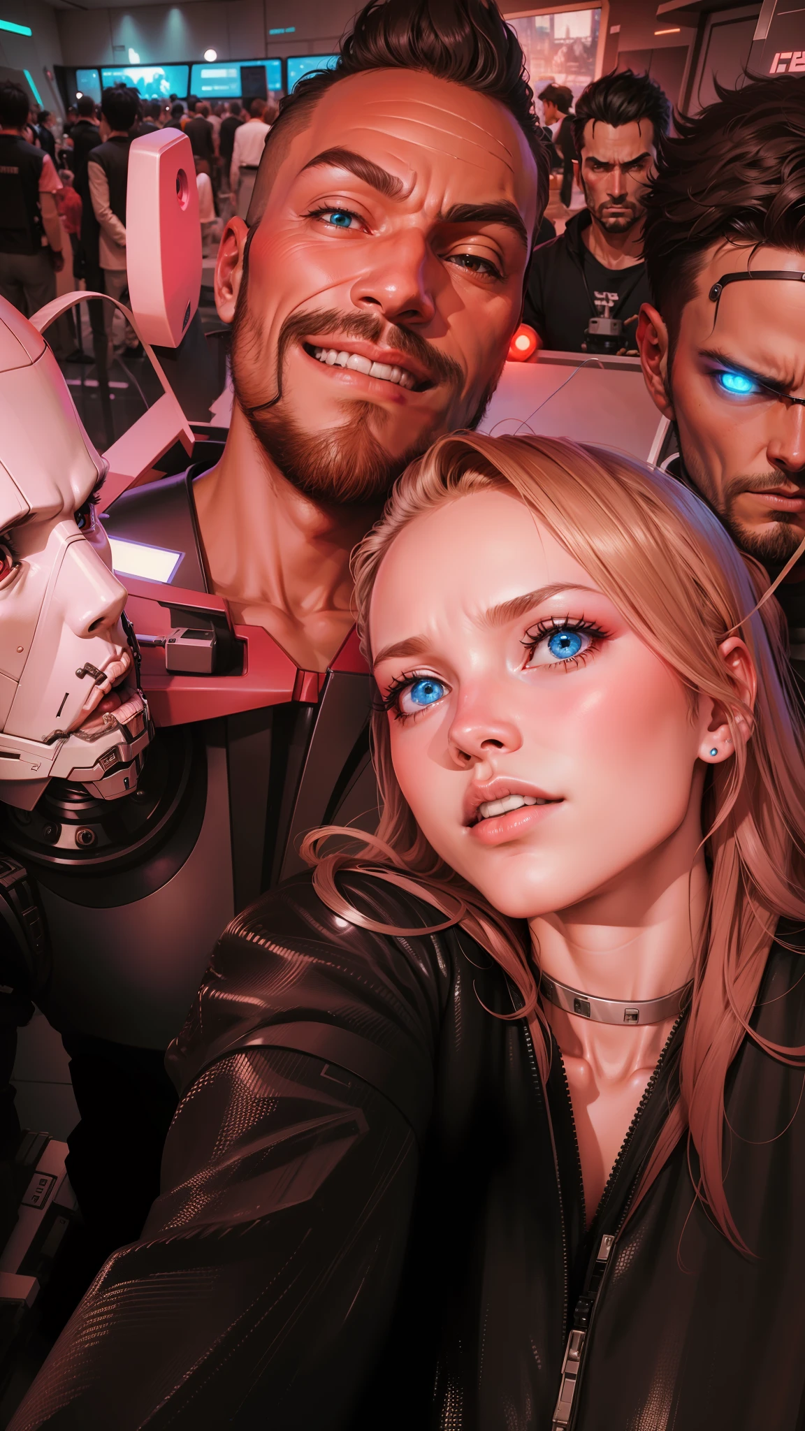 Futuristic image with half robot people