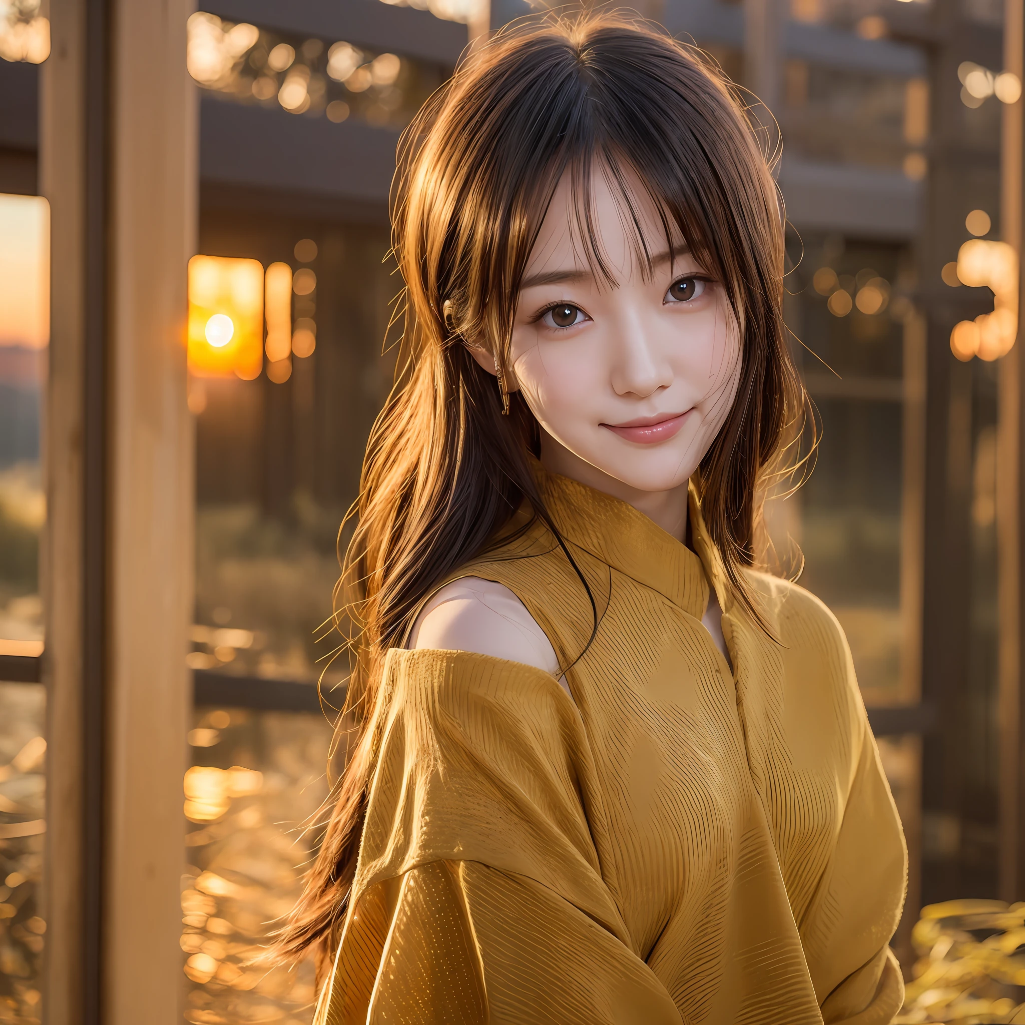 Slender, Japan Beauty, One Beauty, Detailed Eyes, Deep Black Eyes, Little Smile, Embarrassing, One Of, Golden Ratio, Sunset, Realphoto, cutyBeauty, OL --auto --s2