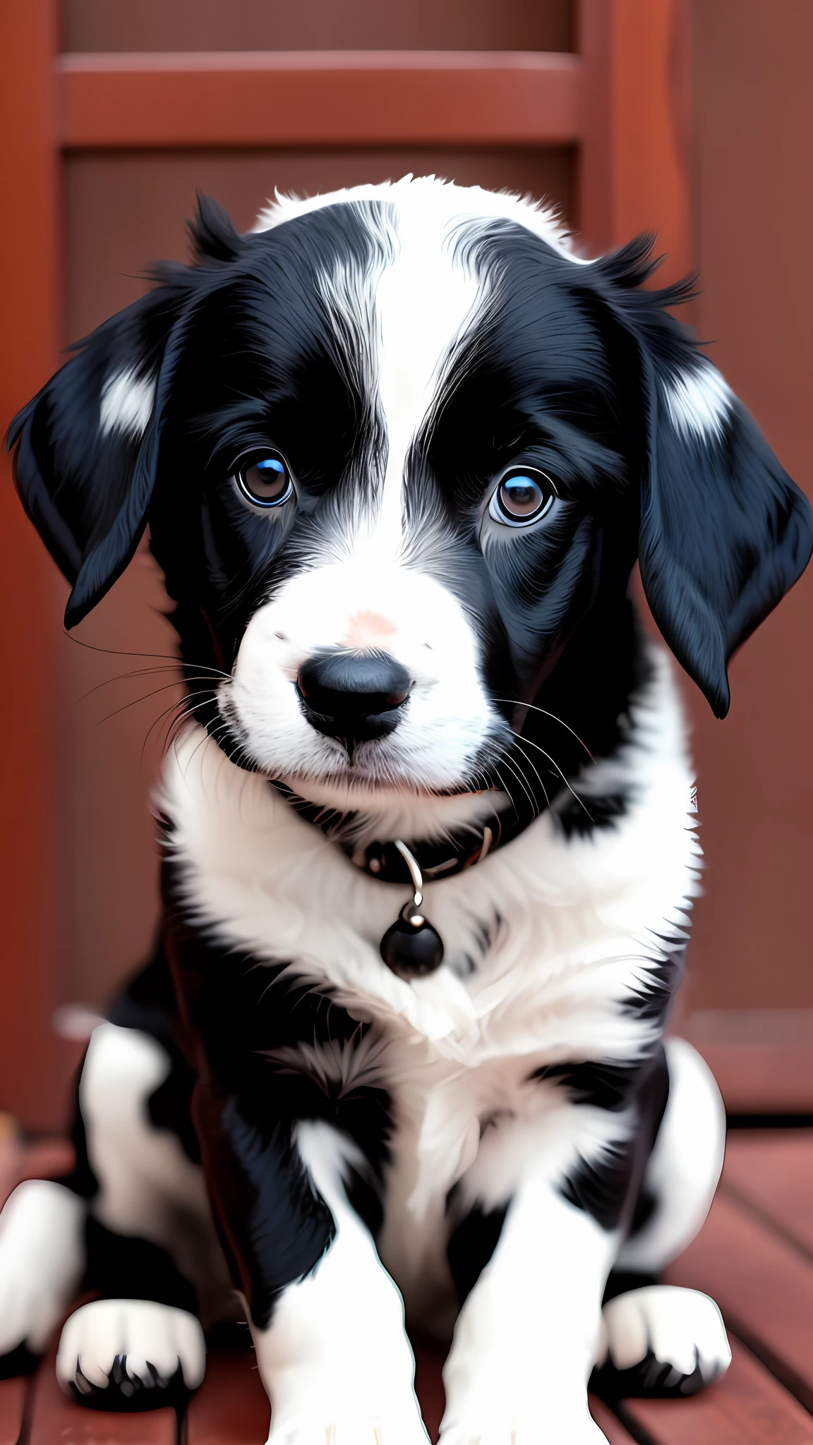Black dog with white spots and cream --auto --s2