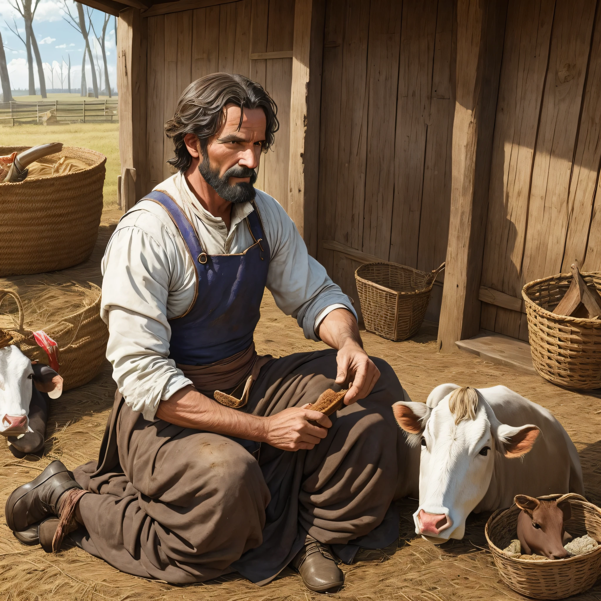 But when the farm was depopulated, he saw that all was lost, arranged the trip with the woman, killed the calf, which they possessed, salted the meat, and left with the family without saying goodbye; --auto --s2