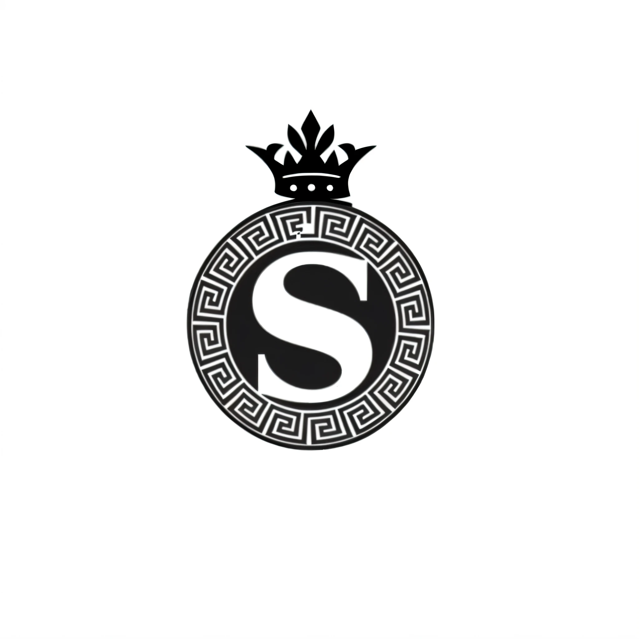 a close up of a black and white logo with a crown, serious, single logo, black and white logo, symmetrical logo, ssense, s clean lines, royal insignia in background, syndicate corporation, letter s, imperial symbol, secret society, sicilian, swanland, symbol, official, sincere, studio quality, supreme, symmetrical crown, scuta