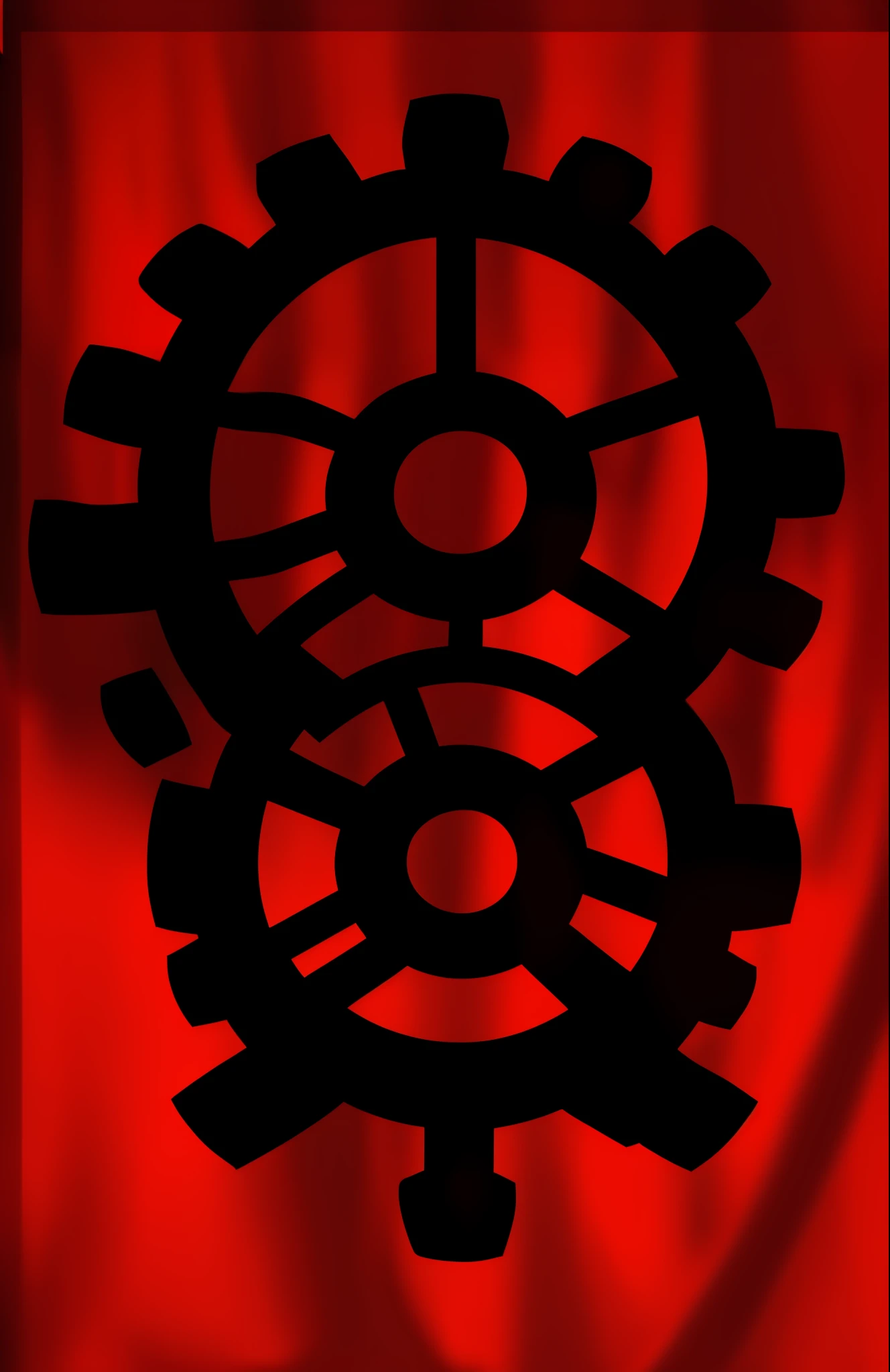 flag with gears focused on maintenance, without humans, with symbols of union with Slogan or impactful phrase: . "LZC#2: United as Steel".