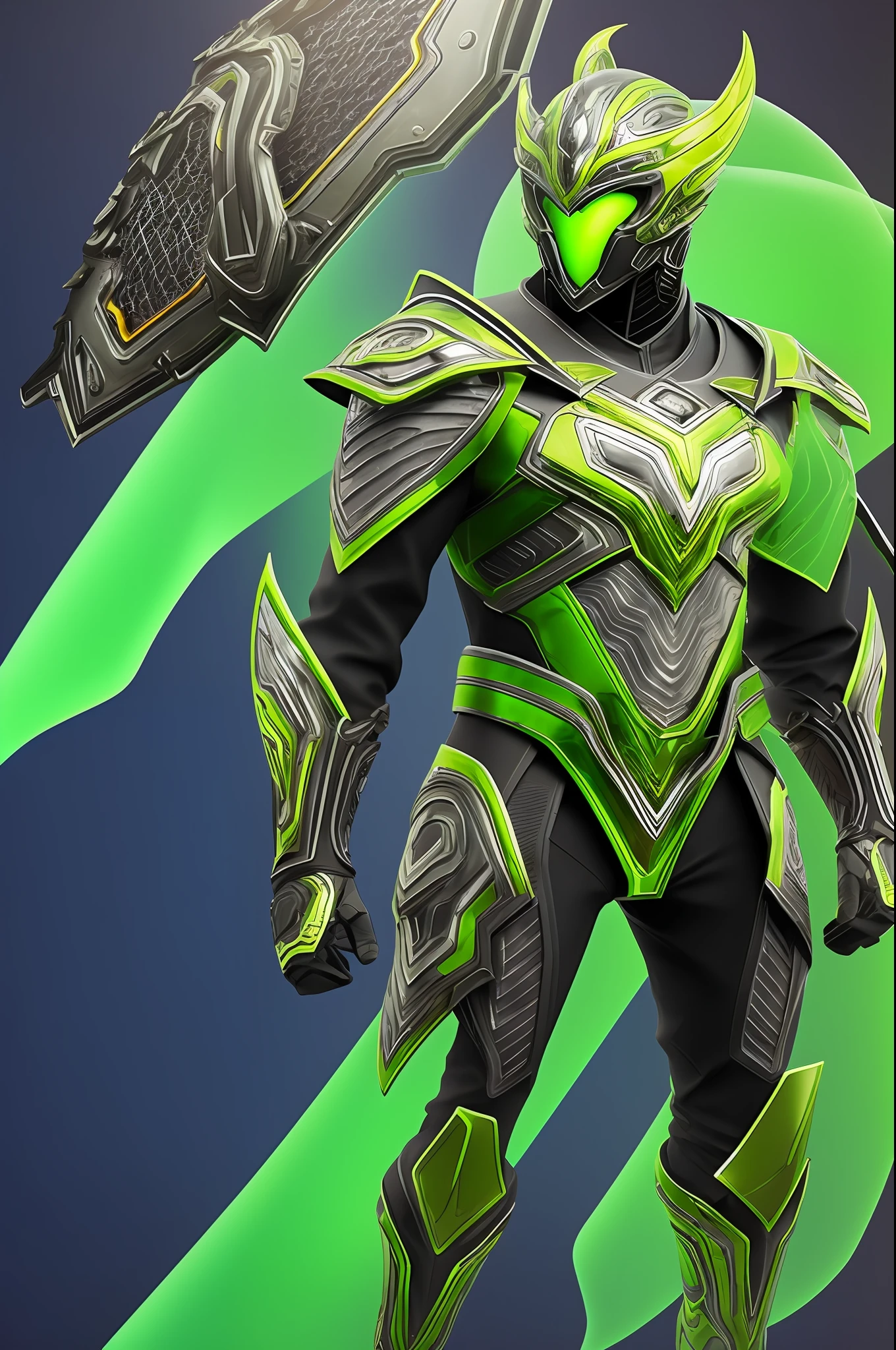 Design a new version of Jaspion with a totally modern and futuristic costume. The costume should keep the essence of the character, but with a contemporary design. It should look technological and advanced, with metallic materials, aerodynamic lines and cybernetic details. The main color of the costume should be a bright metallic green, with shiny gold details. The suit's armor should be sleek and fit the Jaspion's body, providing mobility without compromising its stamina.
The Jaspion helmet should have a modern look, with holographic visors that enhance your eyes and protect your identity. Displays can display tactical information and analyze the surrounding environment. The characteristic white cover should be redesigned to look more technological, made of a futuristic material that moves and adjusts automatically to the movement of the Jaspion, giving it a dynamic and imposing look.
In addition, the suit can be equipped with additional accessories such as jet thrusters on the wrists and boots, allowing the Jaspion to fly and perform powerful jumps. It can also carry technological weapons, such as an energy sword with bright green blade or other futuristic weapons that you find interesting.
Feel free to be creative and innovative in the redesign of the costume, keeping in mind that the end result should be a stunning and iconic new version of the Jaspion, which reflects the spirit of the classic hero with a modern and futuristic twist --auto --s2