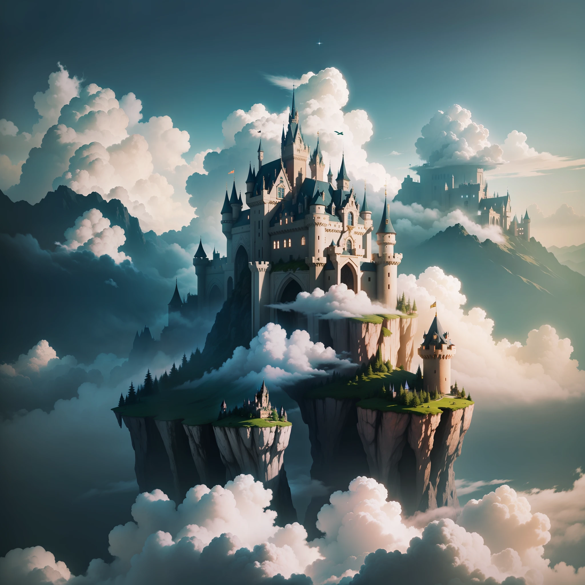 An enchanted castle in the clouds