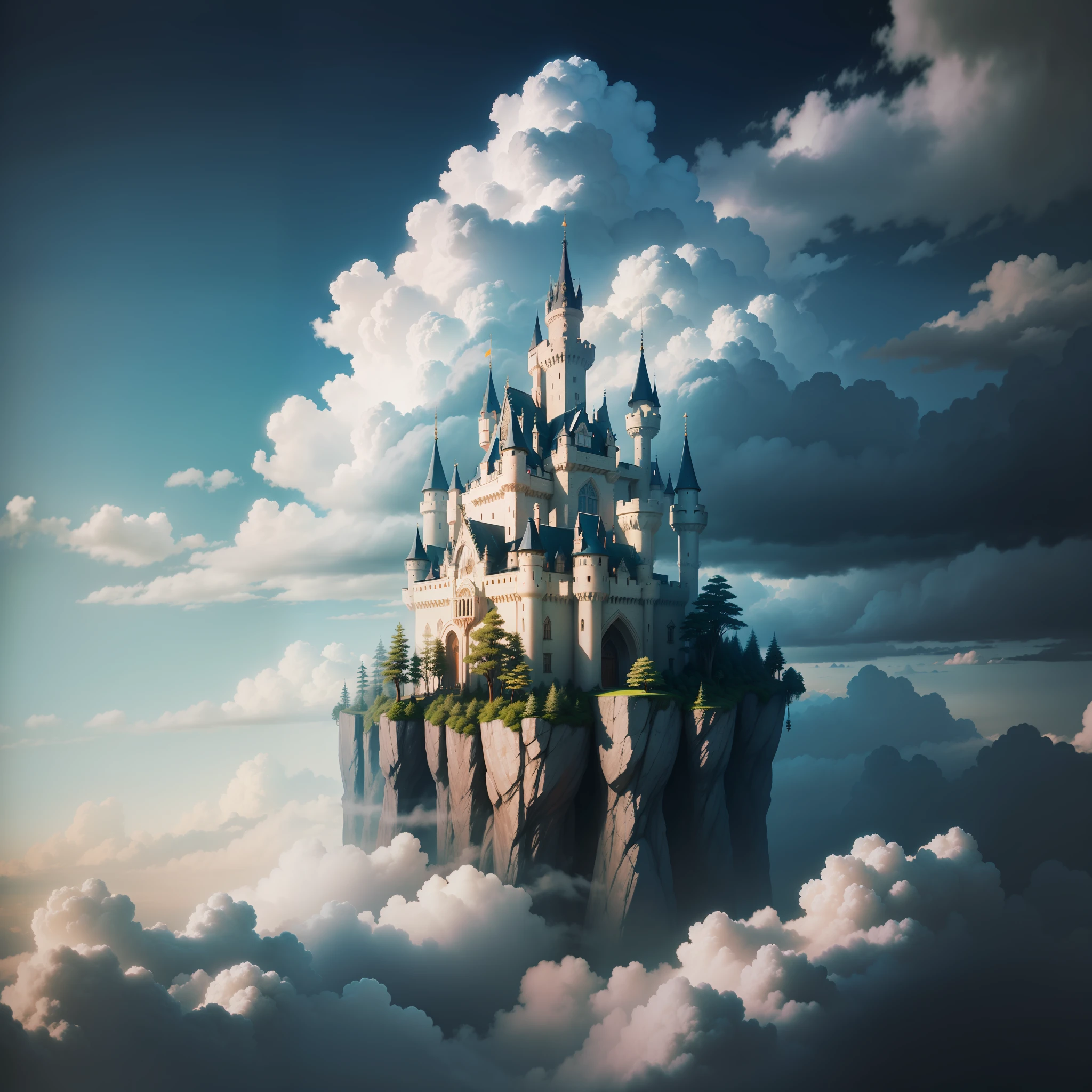 An enchanted castle in the clouds