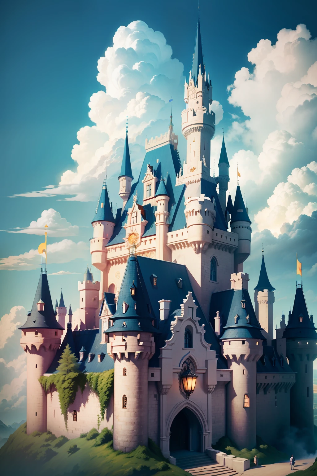 An enchanted castle in the clouds