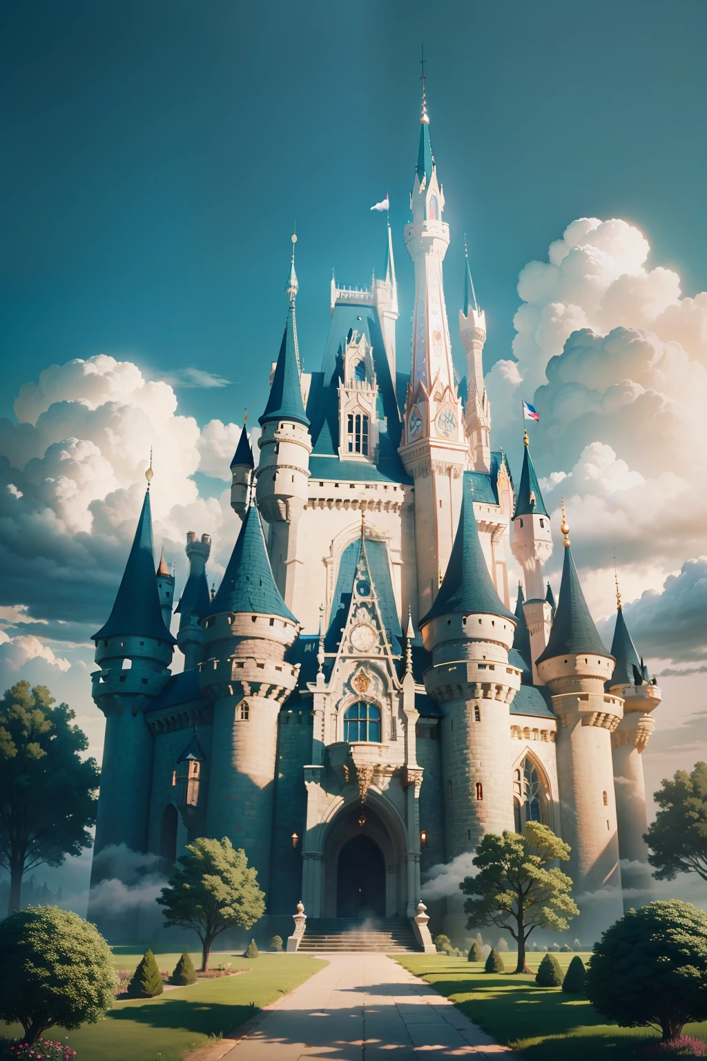 An enchanted castle in the clouds