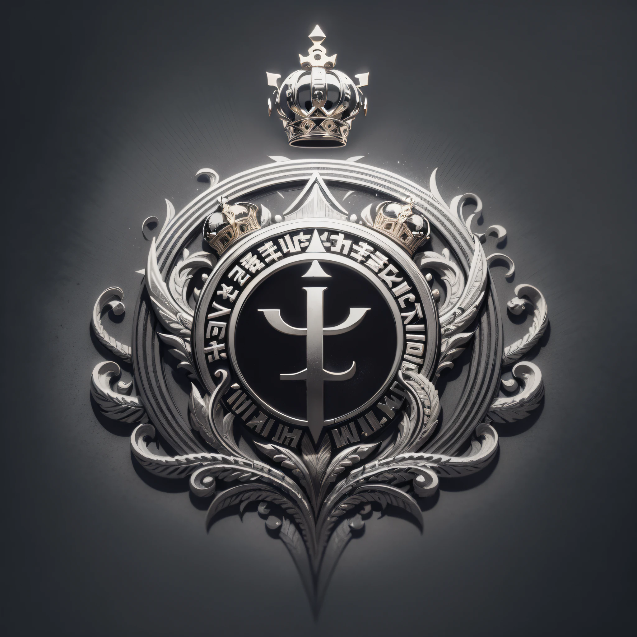 coin black and white logo with one crown, single logo, clean lines, letter s, symbol, official, sincere, studio quality, supreme, symmetrical crown, scuta --auto --s2