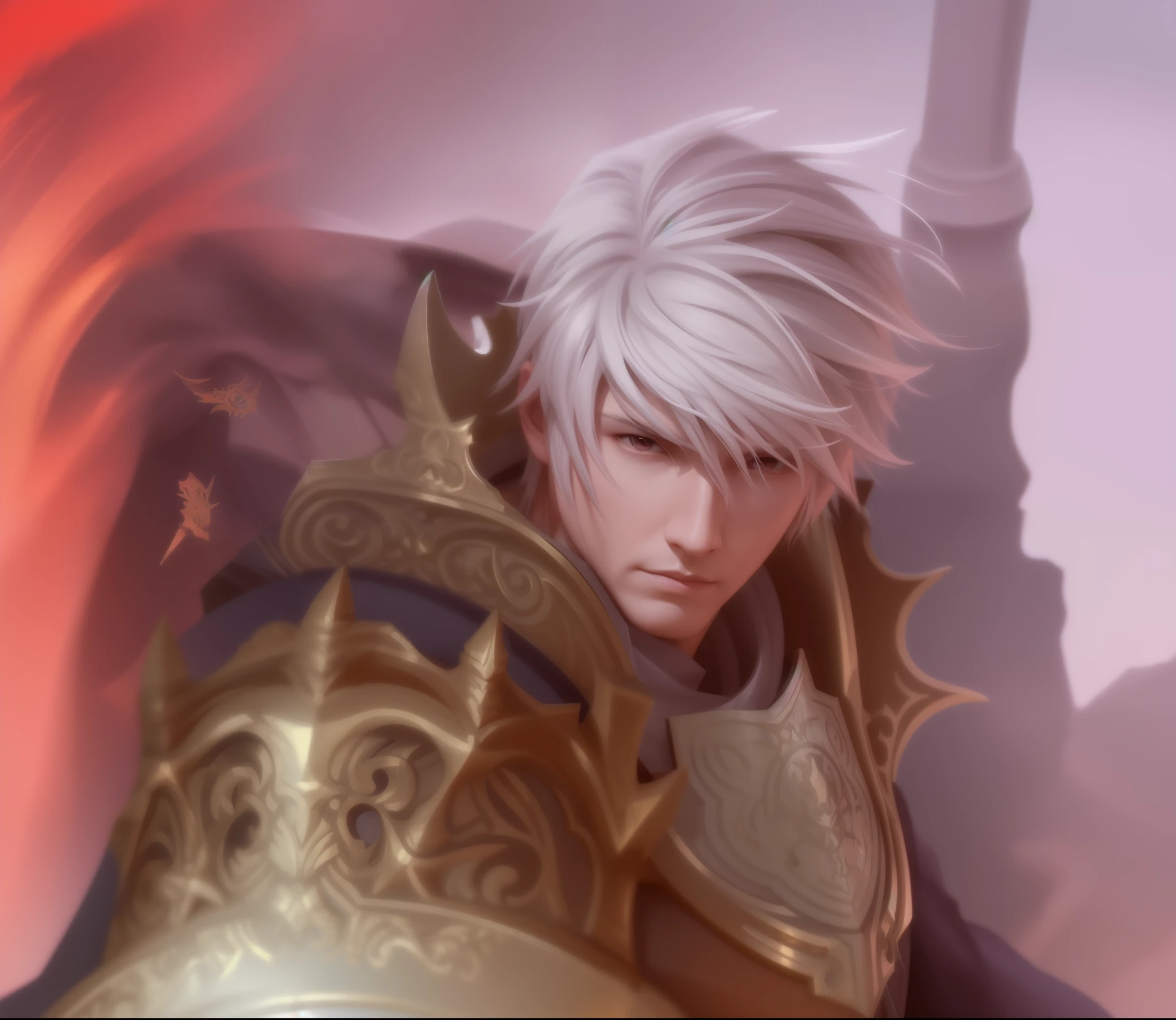 a close up of a person holding a shield, son of sparda, guildwar artwork, thancred waters in style of wlop, shadowverse, g liulian art style, aion, lineage 2 revolution style, portrait of thancred, detailed digital 3d fantasy art, heise jinyao, shadowverse character concept