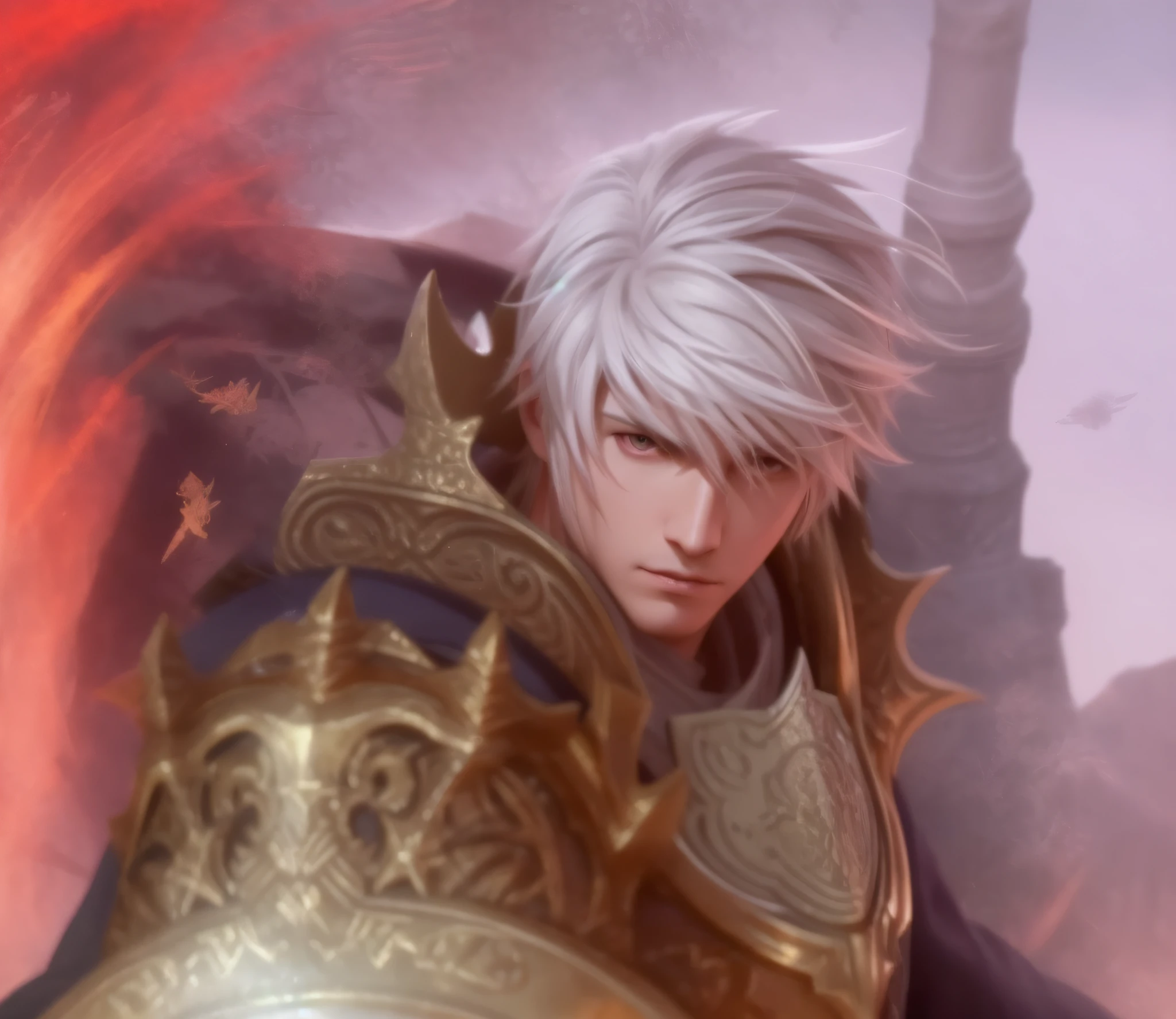 a close up of a person holding a shield, son of sparda, guildwar artwork, thancred waters in style of wlop, shadowverse, g liulian art style, aion, lineage 2 revolution style, portrait of thancred, detailed digital 3d fantasy art, heise jinyao, shadowverse character concept