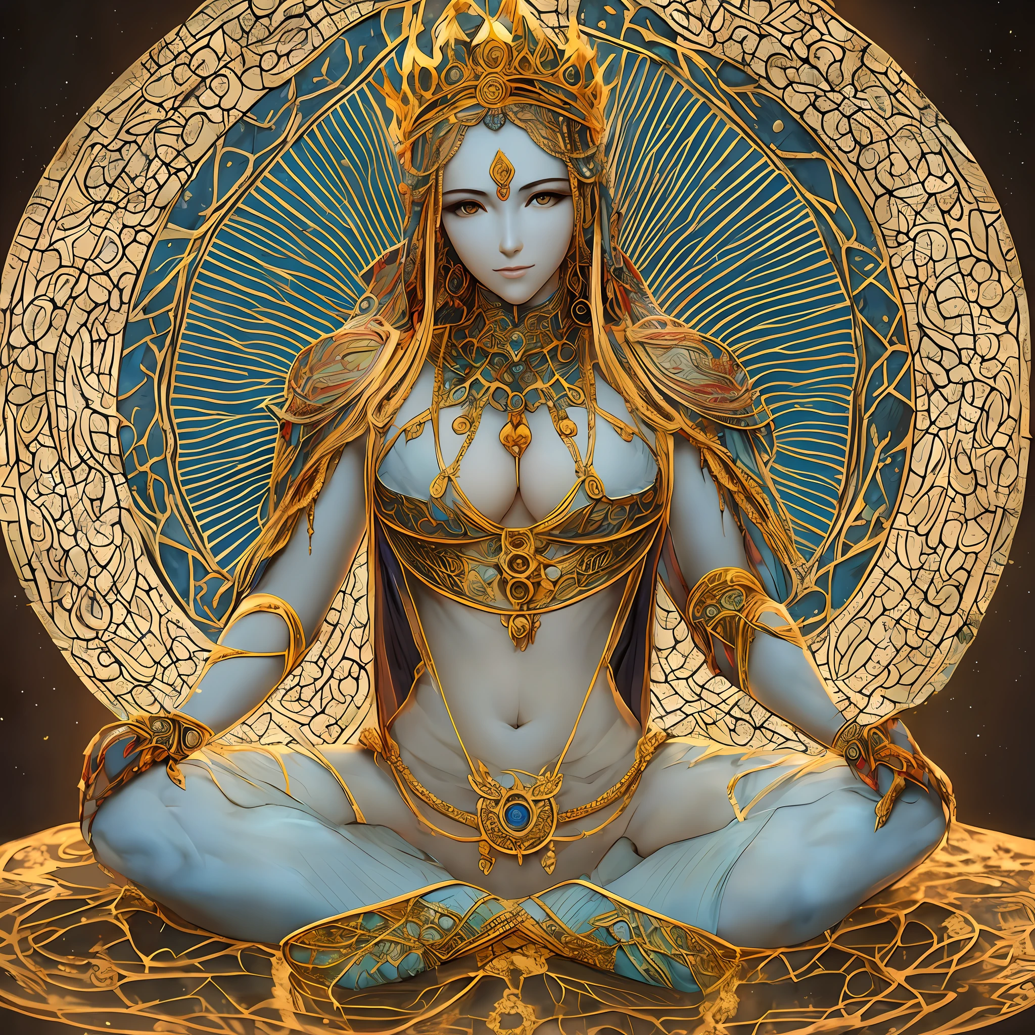 Bodhisattva sitting on a lotus flower, hands on chest and thumb in his right hand, towering crown set with precious stones, young male, face like a full moon, handsome facial features, solemn and generous face, compassion and kindness, soft and atmospheric body, bright and shiny complexion, necklace, dazzling, diagonally draped in gorgeous colorful clothes decoration, the whole body can be seen. ((Beautiful fantasy king)) Extremely high detail, portrait of God, ancient Asian dynasty monarch, bright colors, clear and natural shadows, body light, background is clear blue sky with round light, radiant round light, exquisite details, extremely high detail, super high definition, professional photography. Righteous production positive words: (easy for everyone to copy, all displayed)
1girl, (best quality, masterpiece, ultra high resolution),(photorealistic:1.3), (realistic:1.3),(long legs:1.3), (closed mouth), (light smile:1.2), (medium breasts:1.2), (dunhuang_ cloths, dunhuang_style), (water drop:1.2), ((flying)) under moon, Chinese immortals,(day:1.3), (bright lights:1.3), (sun:1.2), busty, (cowboy shot:1.2), dynamic pose, vivacious and seductive, (standing), (slender), (slender legs), facing viewer, full-face blush, reverse word: (can be used as a generic word)
Easy Negative, paintings, sketches, (worst quality:2), (low quality:2), (normal quality:2), low res, normal quality, ((monochrome)), ((grayscale)), skin spots, acnes, skin blemishes, age spot, glans, extra fingers, fewer fingers, (extra hands),bad_prompt_version2,bad anatomy, bad hands, text, error, missing fingers, extra digit, fewer digits, cropped, pegartifacts, signature, watermark, username, blurry, bad feet, cropped, poorly drawn hands, poorly drawn face, mutation, deformed, worst quality, bad proportions, gross proportions, missing arms, missing legs, extra digit, extra arms, extra leg, extra foot --auto --s2