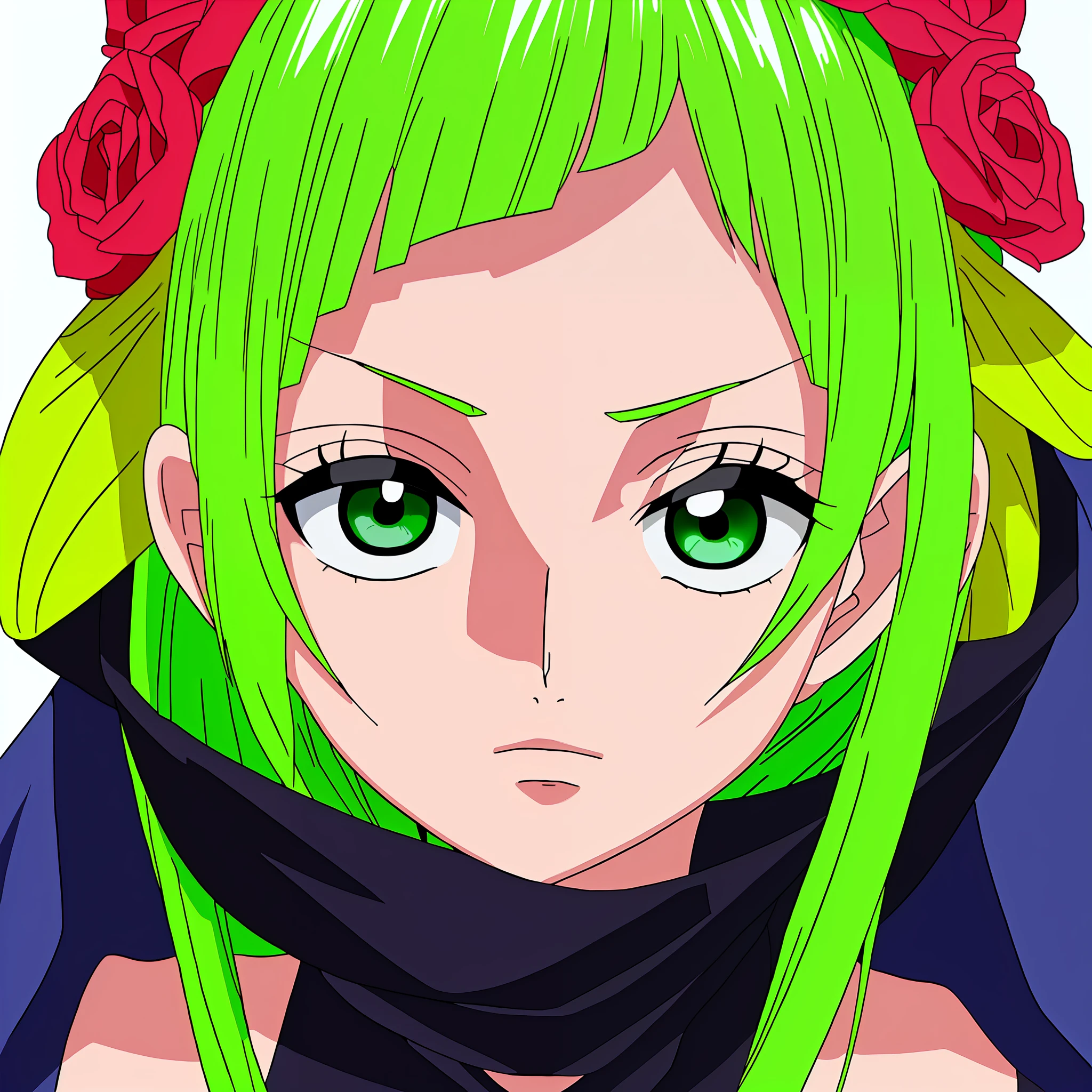 anime kid girl with green eyes, detailed digital anime art, discord pfp, best anime 4k , detailed key anime art, mysterious gaze, high detailed official artwork, digital advanced anime art, wanostyle, gloves made with plants