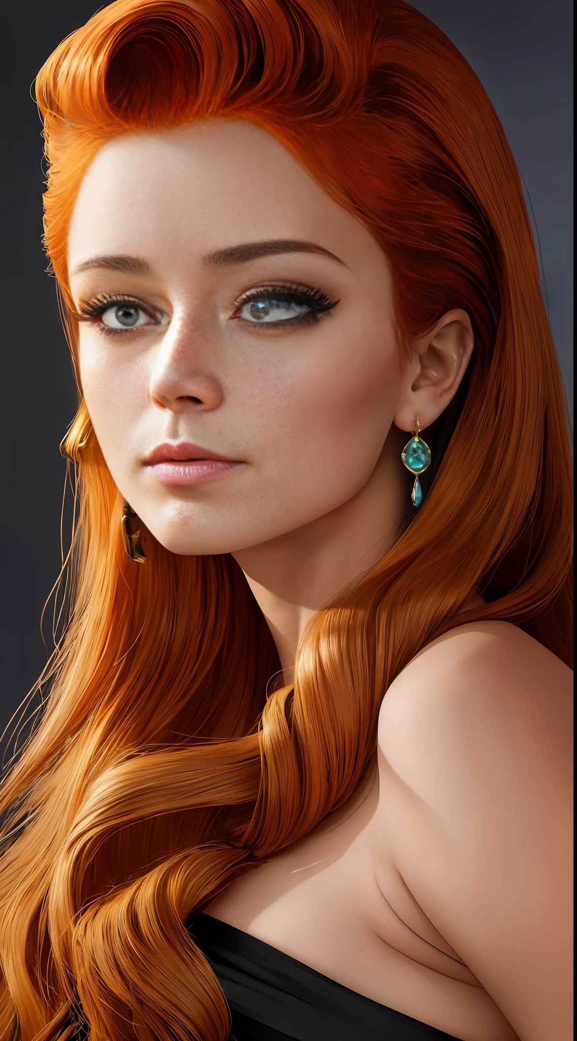 (masterpiece), (best quality), portrait of (25yo Brazilian actress Marina Ruy Barbosa), an extremely beautiful and stunning, (high contrast: 1.2), (gradation of bright colors: 1.1), dynamic lighting, dynamic pose, beautiful hair, sharp light eyes, bright skin, vibrant makeup, luxurious jewelry, elegant dress, simple background.