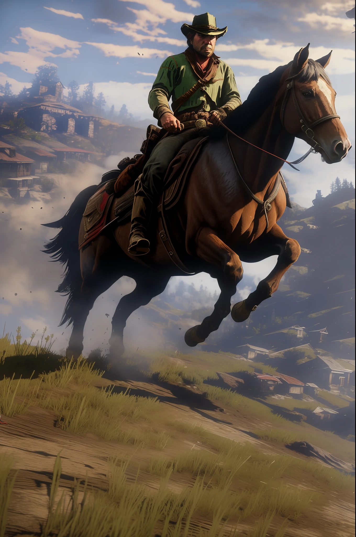 (Intricate dynamic action shot of rogue riding a horse:1.2),cinematic, [(Steve Henderson+Fabian Perez+Henry Asencio+Jeremy Mann+Marc Simonetti):0.6], fantasy,(red dead redemption 2 atmosphere:1.3).