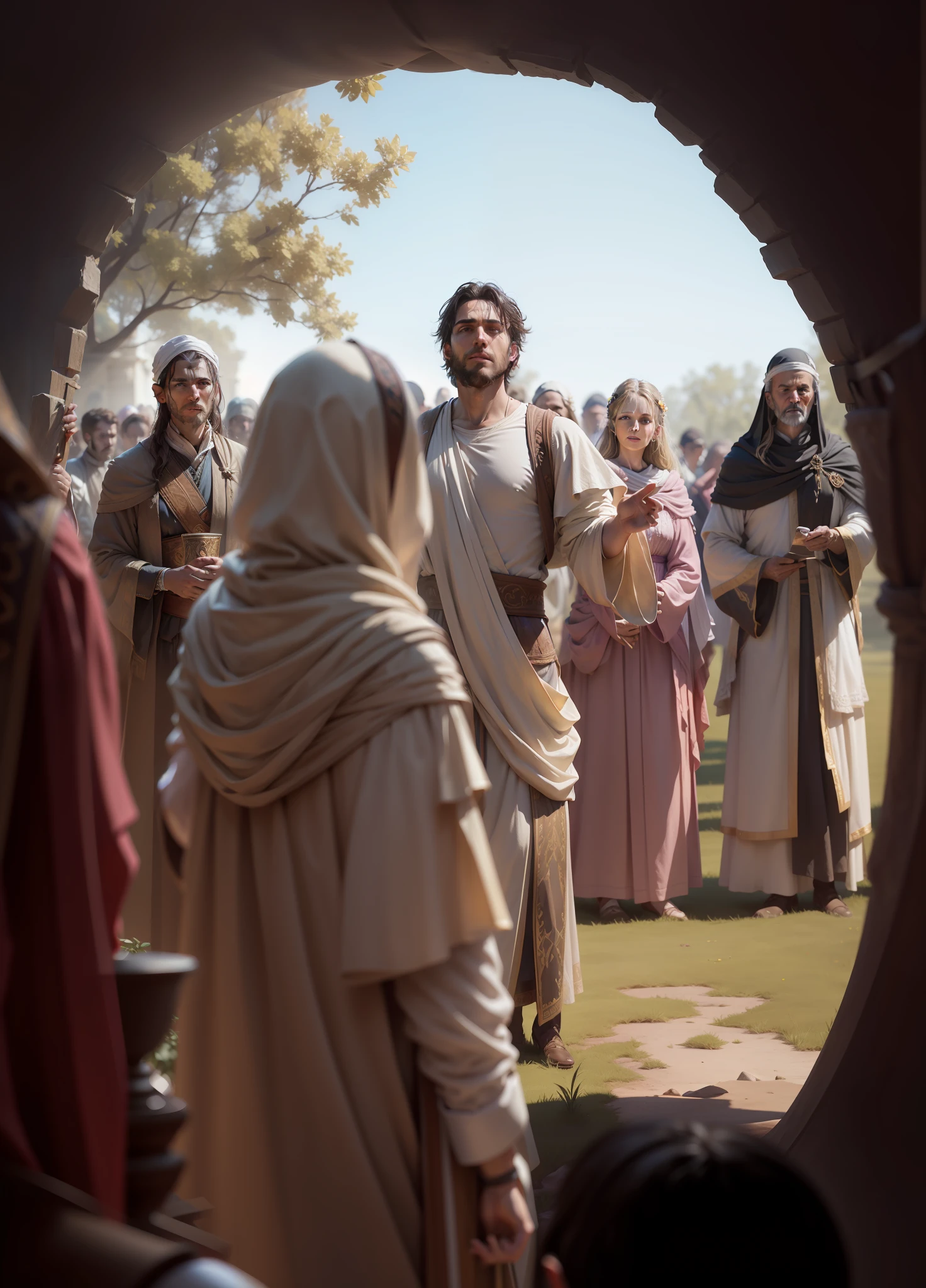 Portrait of the Risen Lazarus - John 11:1-44: , modern, illuminated, depth of field, bokeh, realism, photorealistic, hyperrealism, professional photography, uhd, dslr, hdr