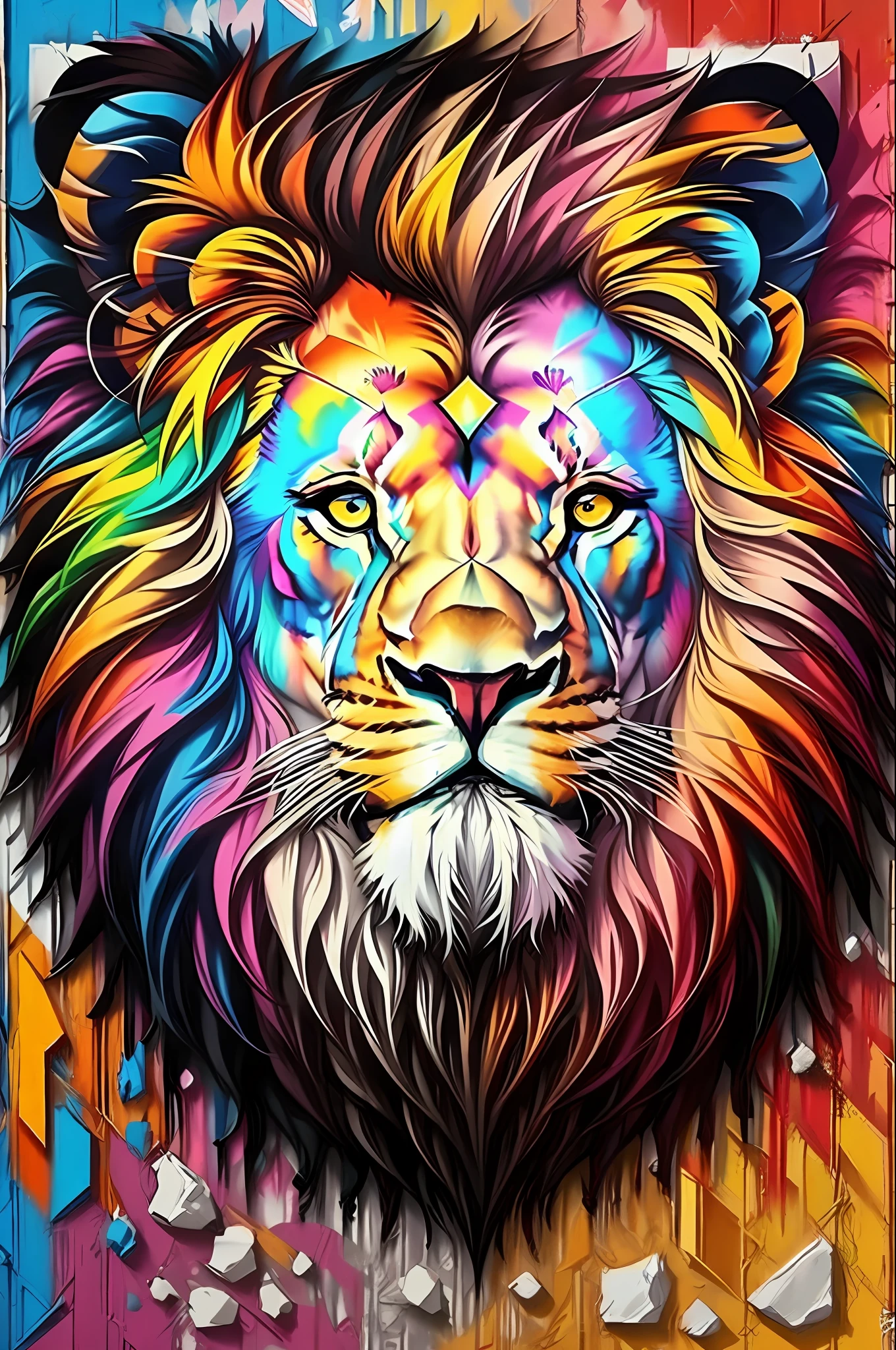 (lion), Eduardo Kobra padding ,wall PORTRAIT geometric multidimensional, art, chibi,
yang08k, beautiful, colorful,
masterpieces, top quality, best quality, official art, beautiful and aesthetic,