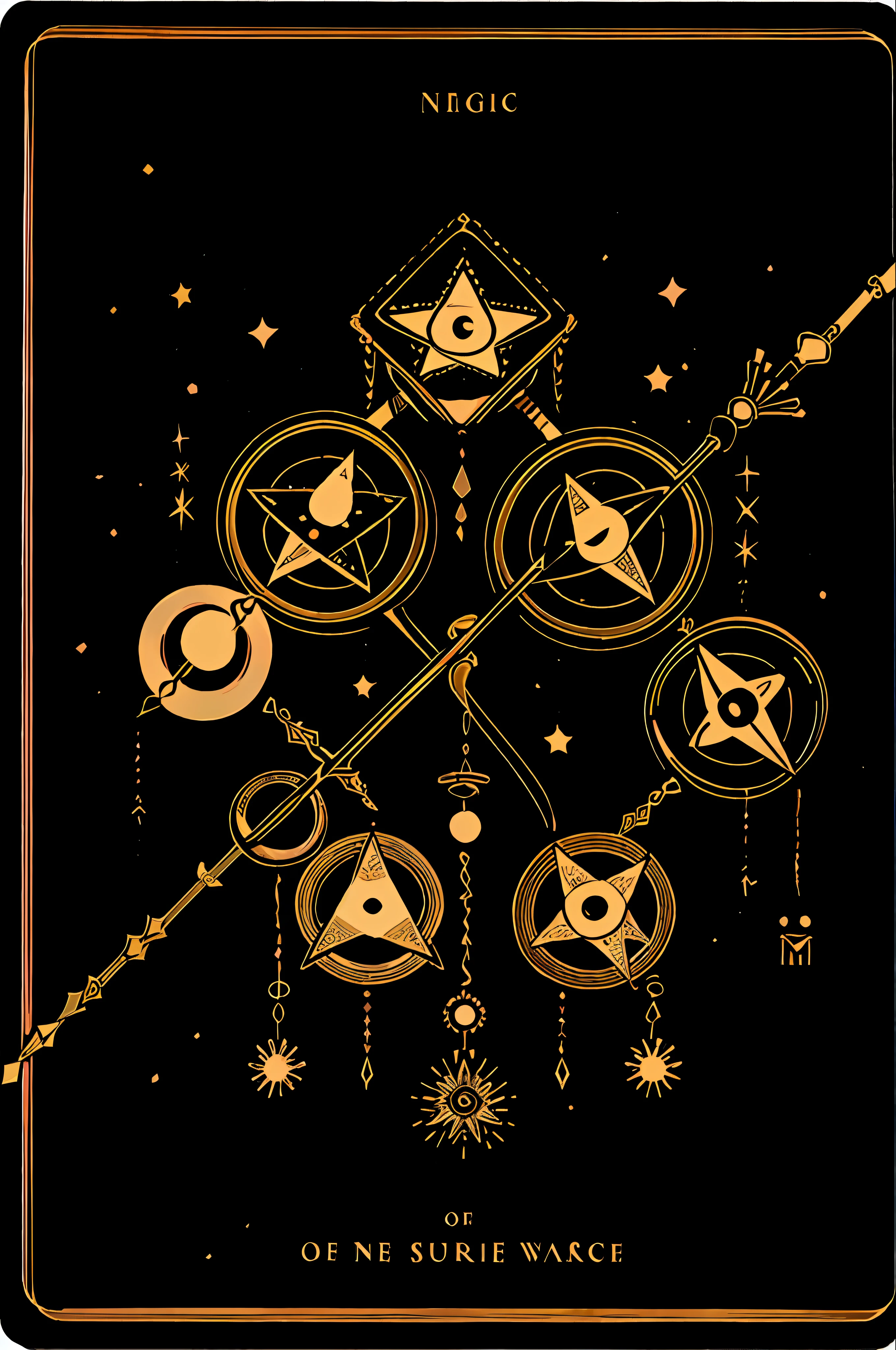 Soul card, line, ((only one very colorful magic staff)), many magic effects, (no human)