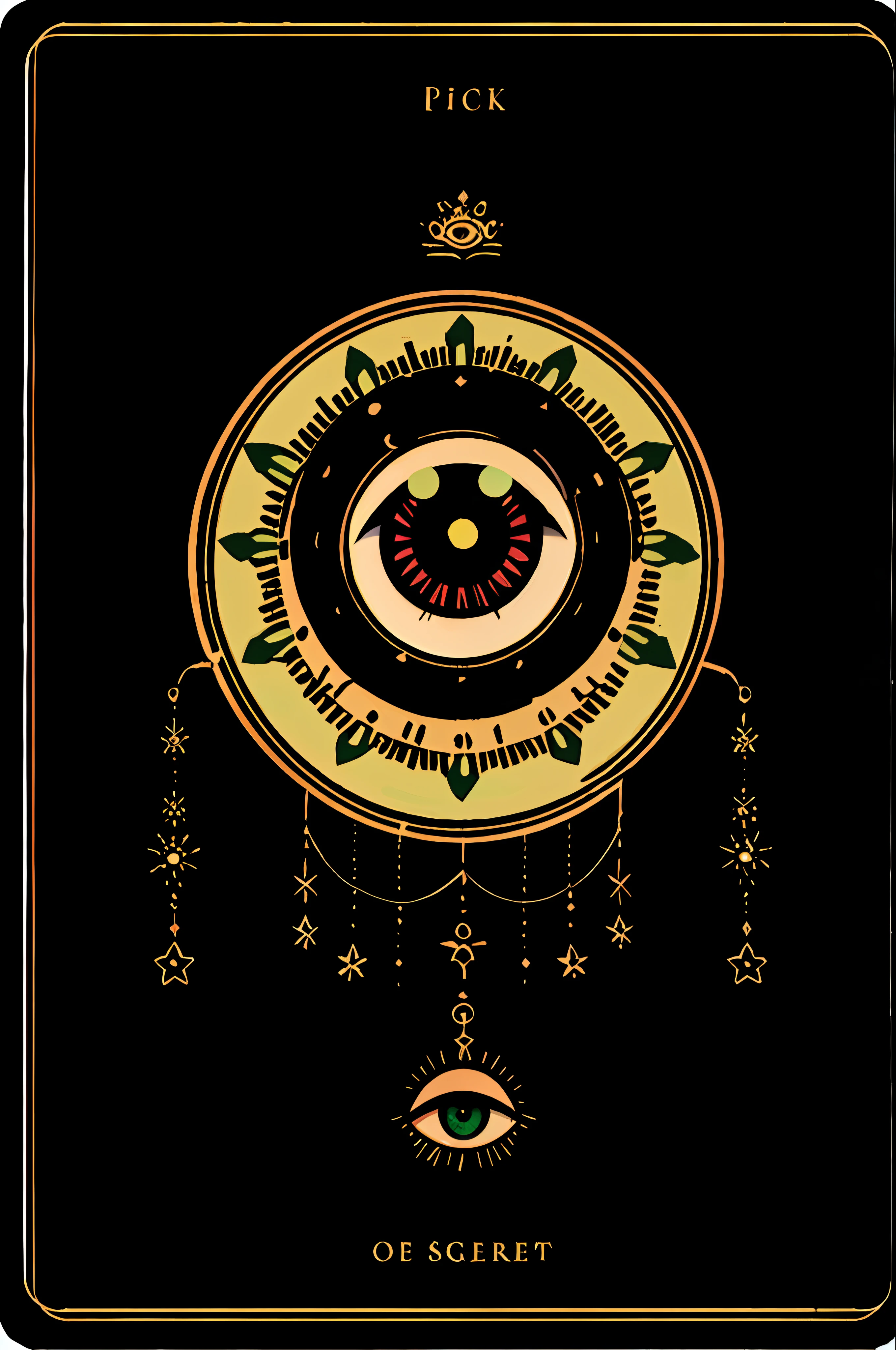 Soul card, line, ((only one big green coloured detailed eye)), (no human)