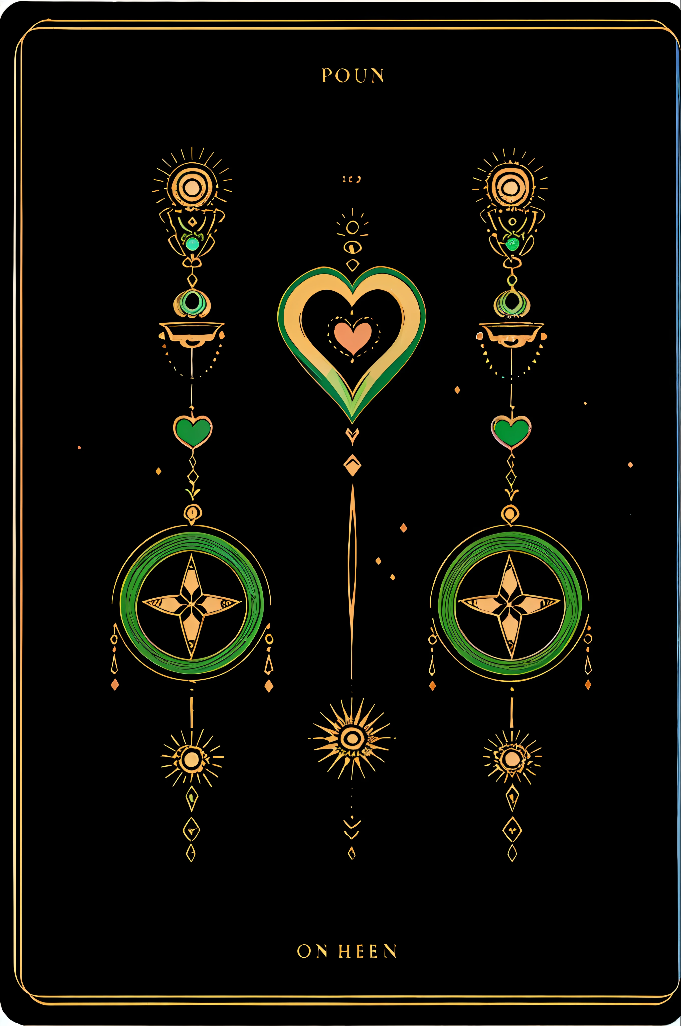 Soul card, line, ((green and blue coloured heart symbol)), (no human)