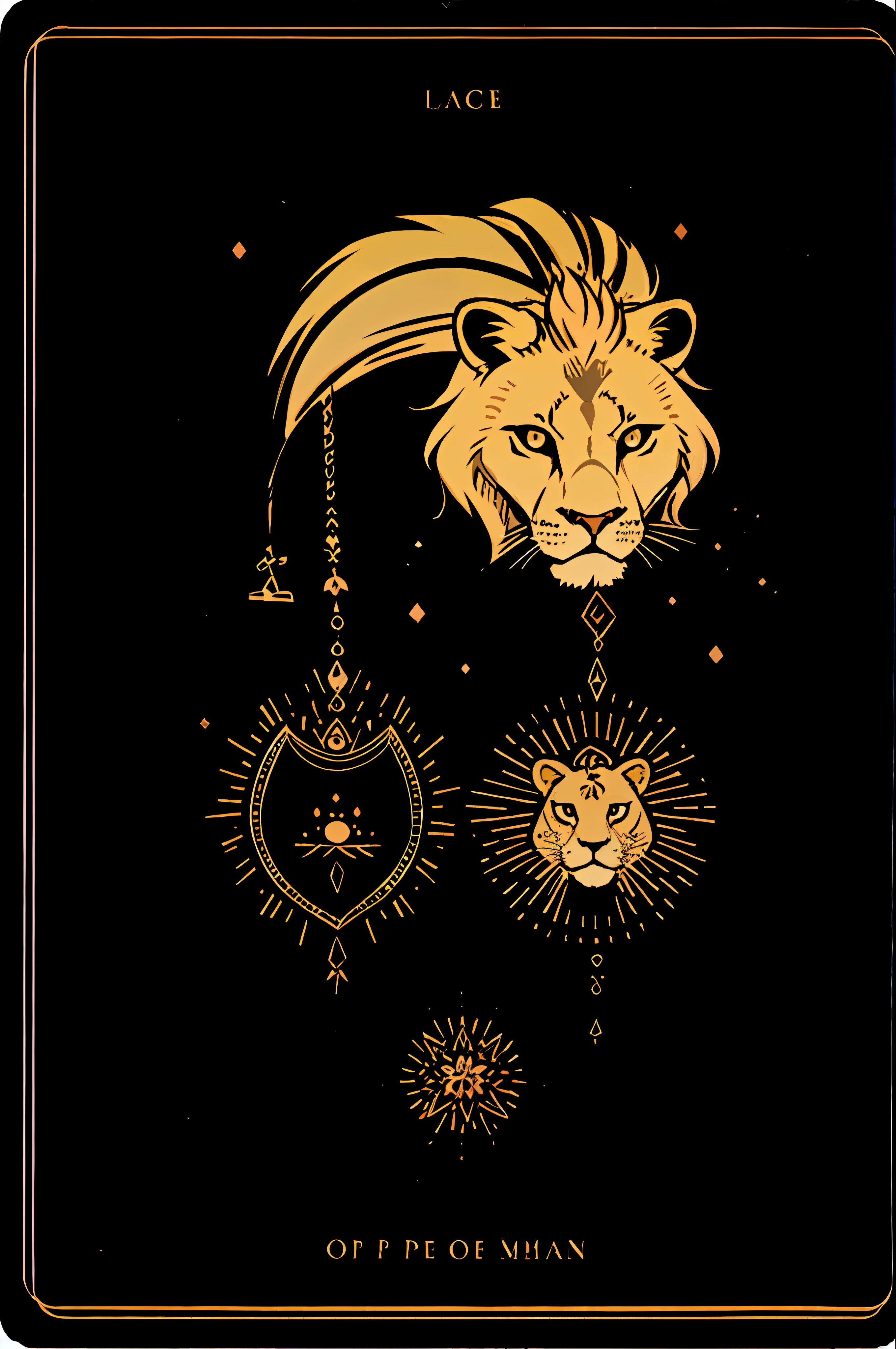 Soul card, line, lion, (no human)
