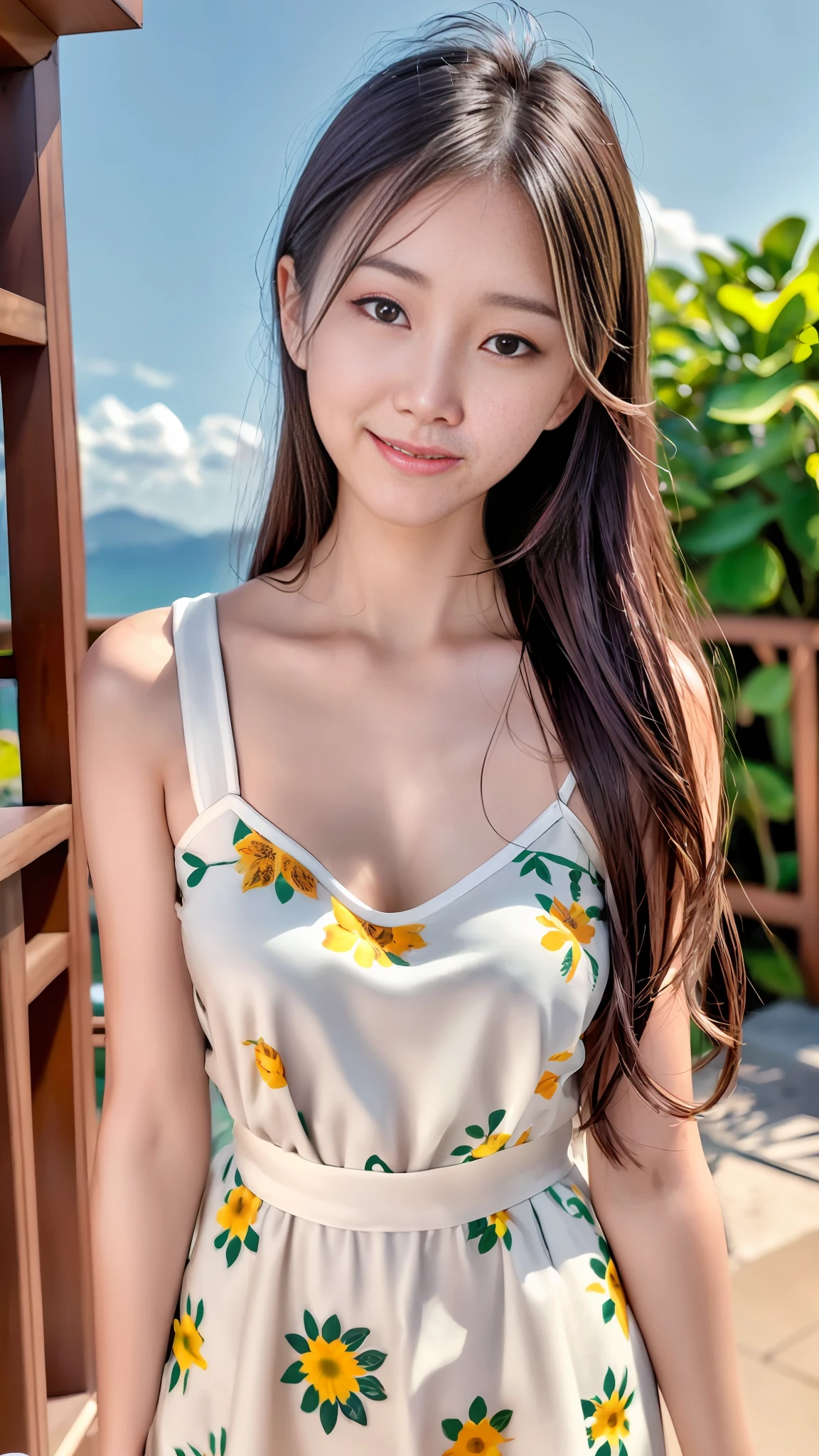 Smiling minchen, mouth closed, balanced eyes, (Best Quality Detail: 1.2), Realistic, 8K HD, Ultra-detailed, High Quality Texture, Intricate Detail, Detailed Texture, Fine Detail, High Detail, Very Detailed CG, Delicate Beautiful Delicate Face, (Delicate Beautiful Delicate Eyes: 1.32), Very Bright Lighting, Ray Tracing, (A Beautiful 25-Year-Old Cute Japanese Lady: 1), Proud, Tall Feminine, Beautiful Legs, Glowing Eyes, Blush, Very White Skin, Perfect Body Petite, Silver Tight Bra, [Brown Skirt]: 1, Stockings and suspenders: 1.2, long hair, short pink skirt, comfortable living room, sun, hands open, earrings, necklace, model, looking at the audience, standing pose, from the side, dynamic pose, front