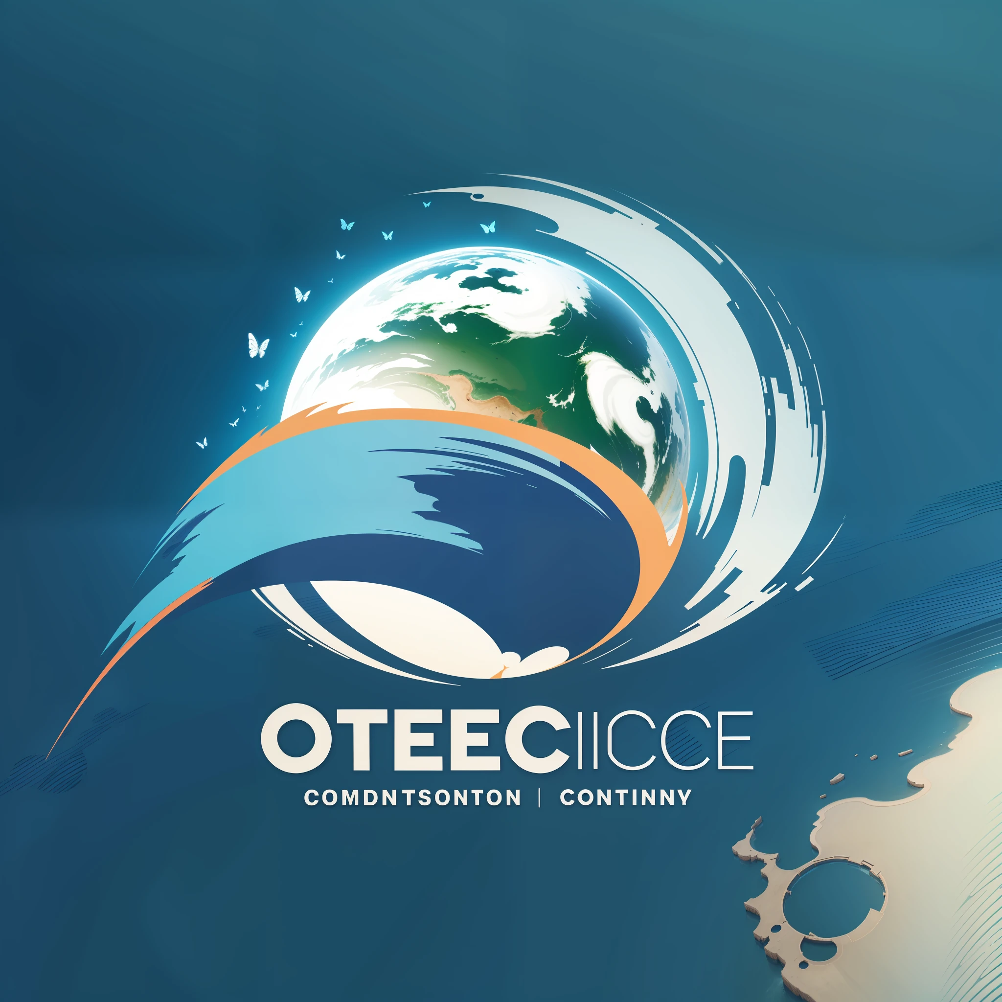 Construction industry, company name, OTEC, earth image, butterfly, round wind simple logo design --auto --s2