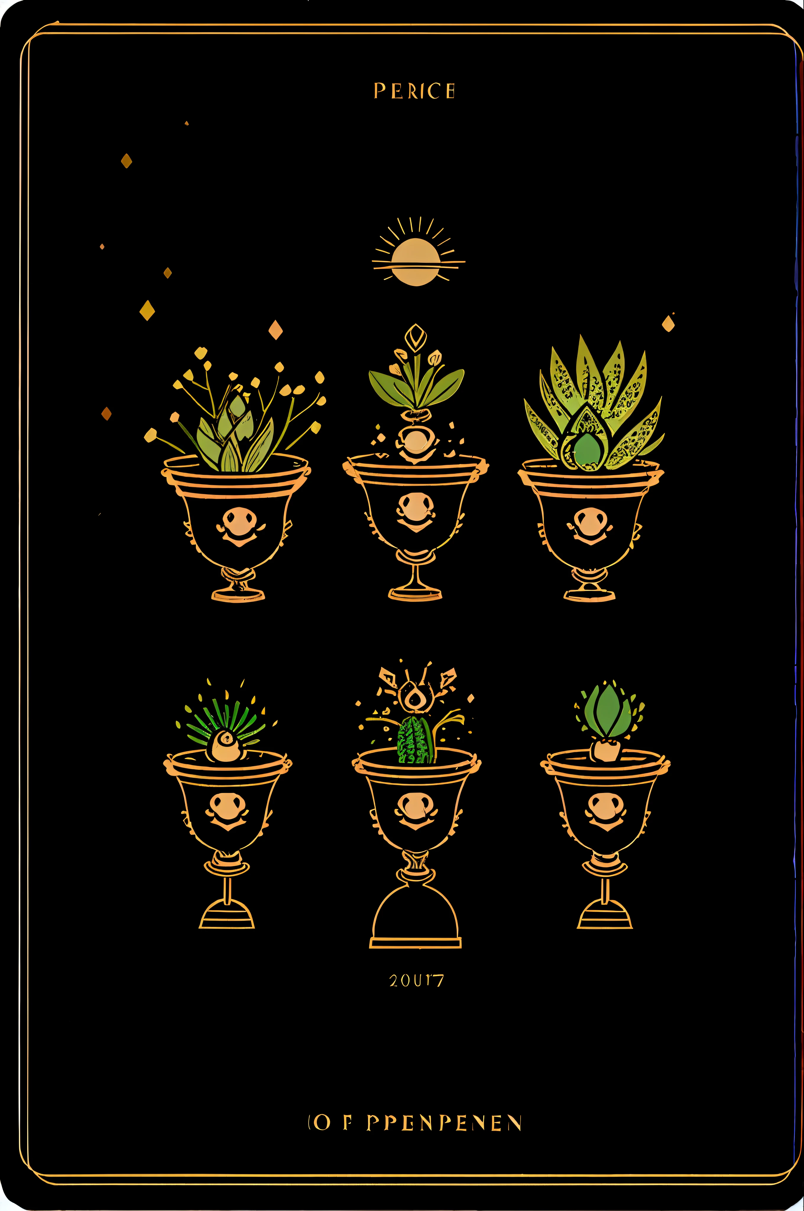 Soul card, line, succulent plant, (no human)