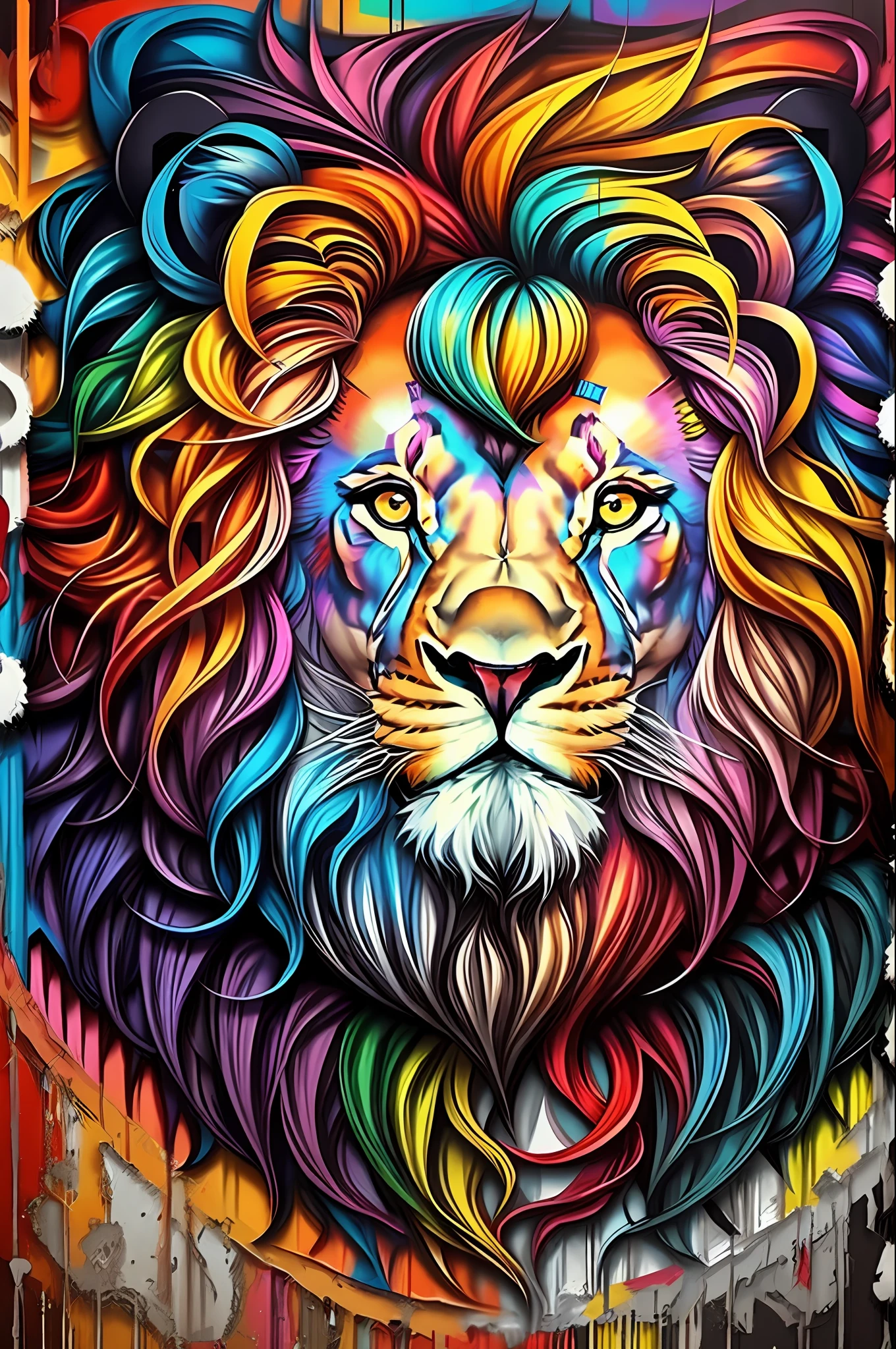 (lion mane), Eduardo Kobra padding ,wall PORTRAIT geometric multidimensional, art, chibi,
yang08k, beautiful, colorful,
masterpieces, top quality, best quality, official art, beautiful and aesthetic,