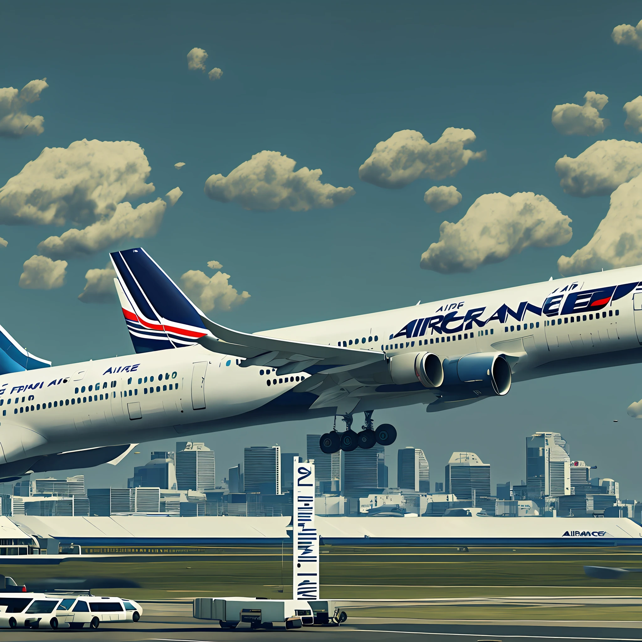 Air France plane at the airport, realistic --16:9 --auto --s2