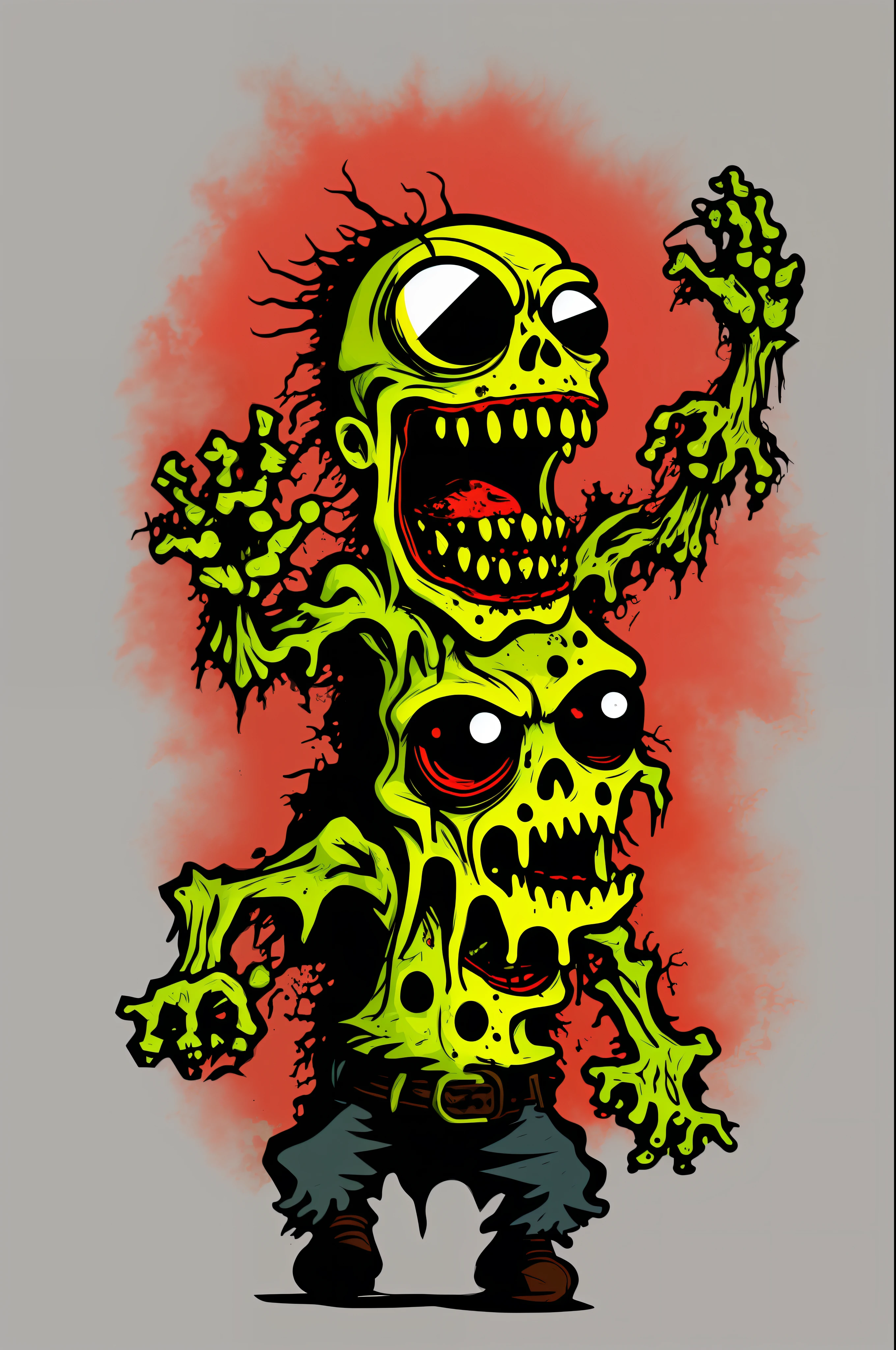 Zombie party, as a t-shirt logo in the style of art