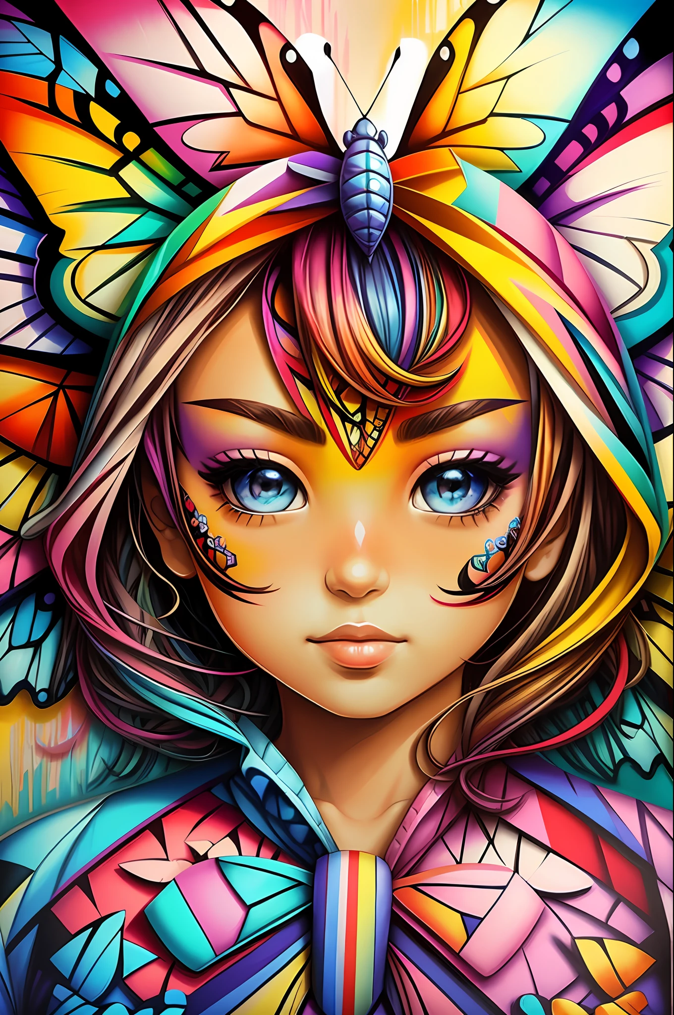 (Butterfly), Eduardo Kobra padding ,wall PORTRAIT geometric multidimensional, art, chibi,
yang08k, beautiful, colorful,
masterpieces, top quality, best quality, official art, beautiful and aesthetic,
