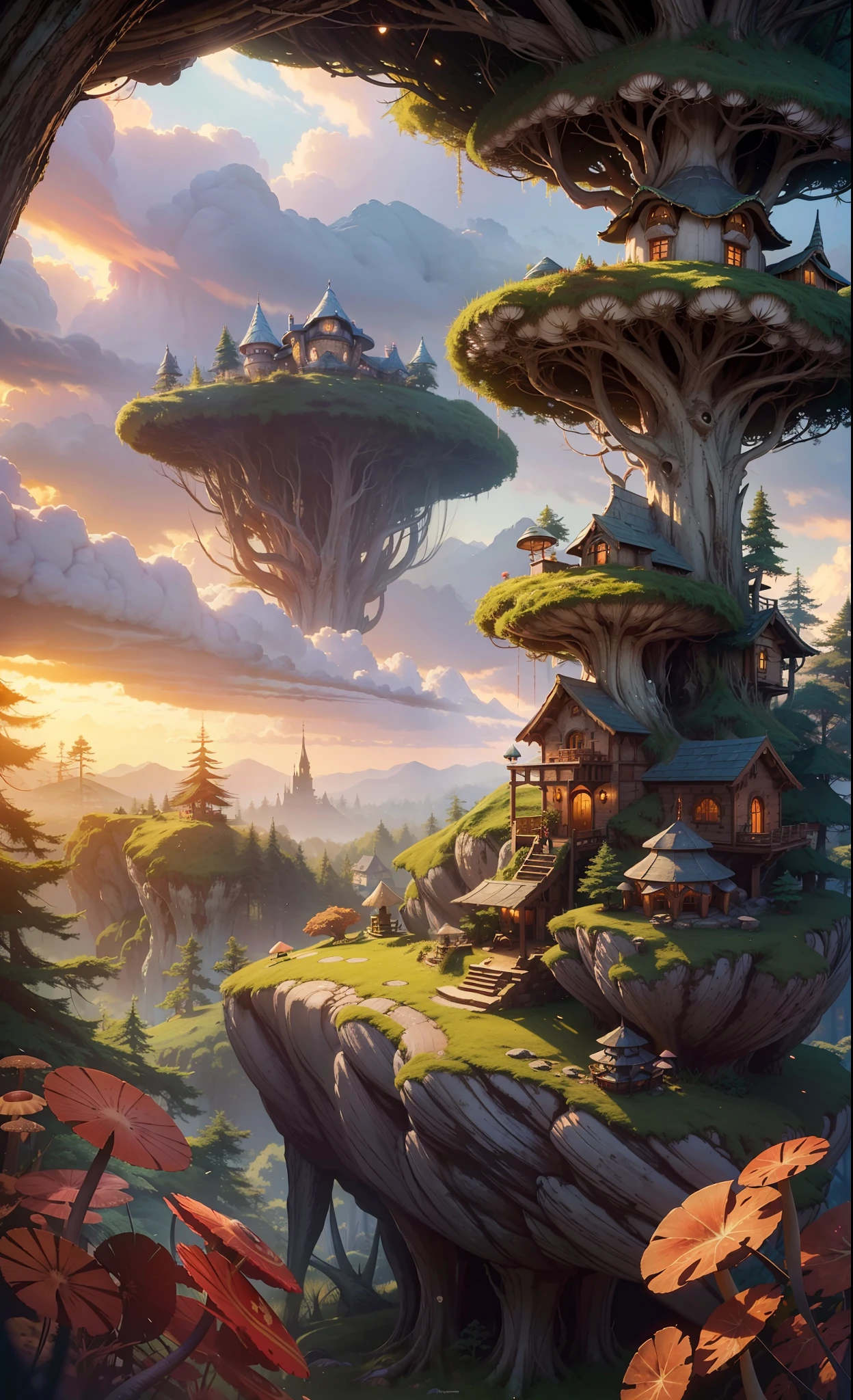 A very detailed matte painting depicting a fairytale mushroom house forest, by Makoto Shinkai, by Artgerm, by WLOP, by Greg Rukowski, volumetric lighting, octane rendering, 4K resolution, ArtStation Trend, masterpiece