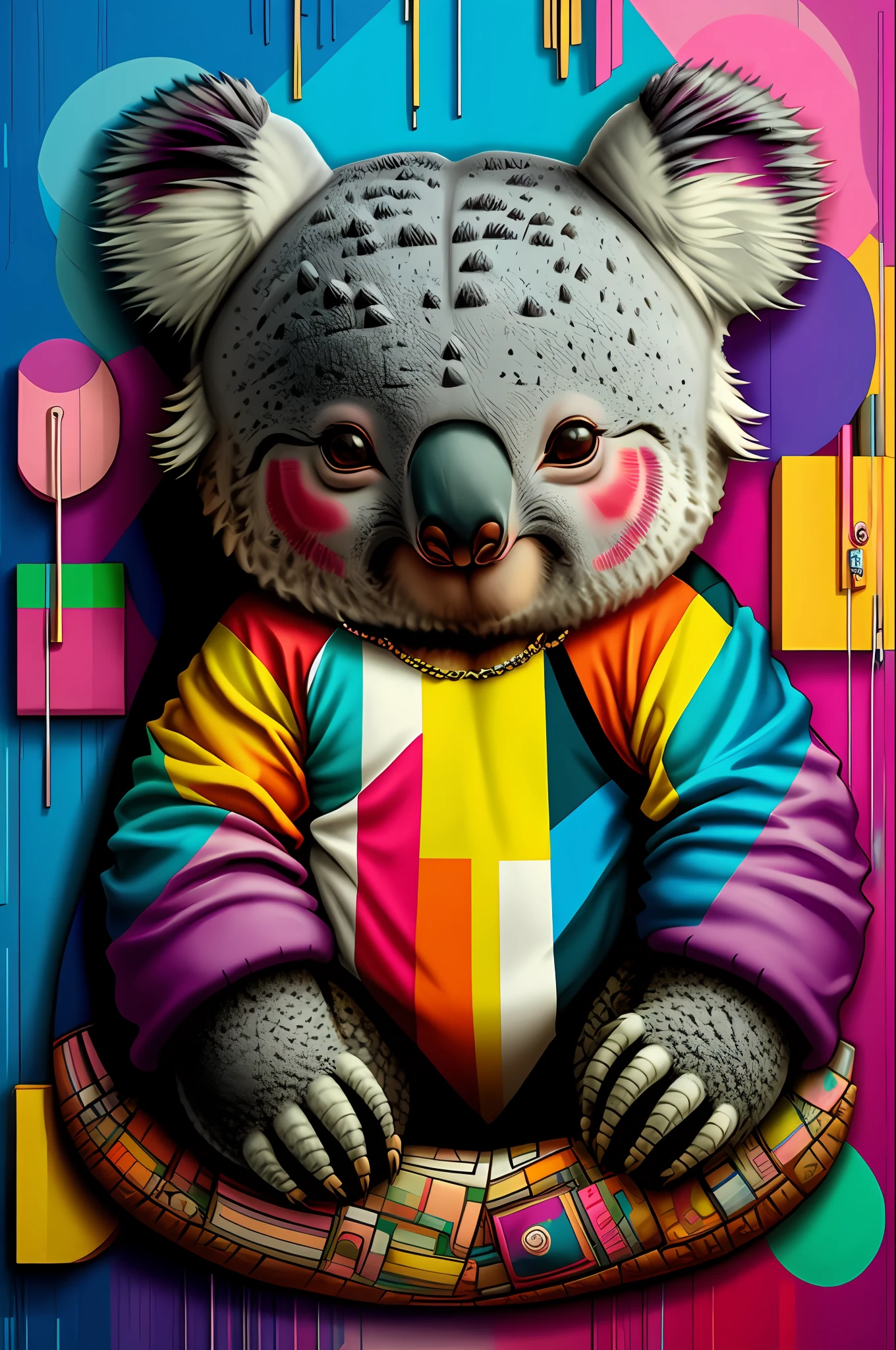 (Koala), Eduardo Kobra padding ,wall PORTRAIT geometric multidimensional, art, chibi,
yang08k, beautiful, colorful,
masterpieces, top quality, best quality, official art, beautiful and aesthetic,