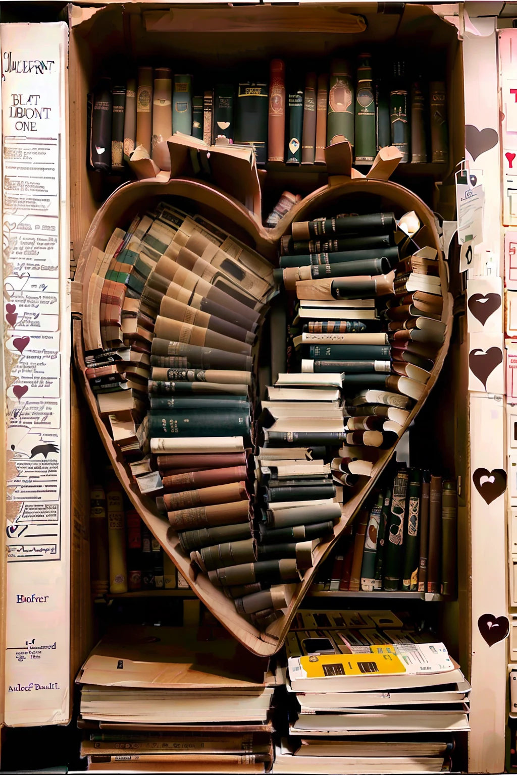 Anatomically human heart made of books