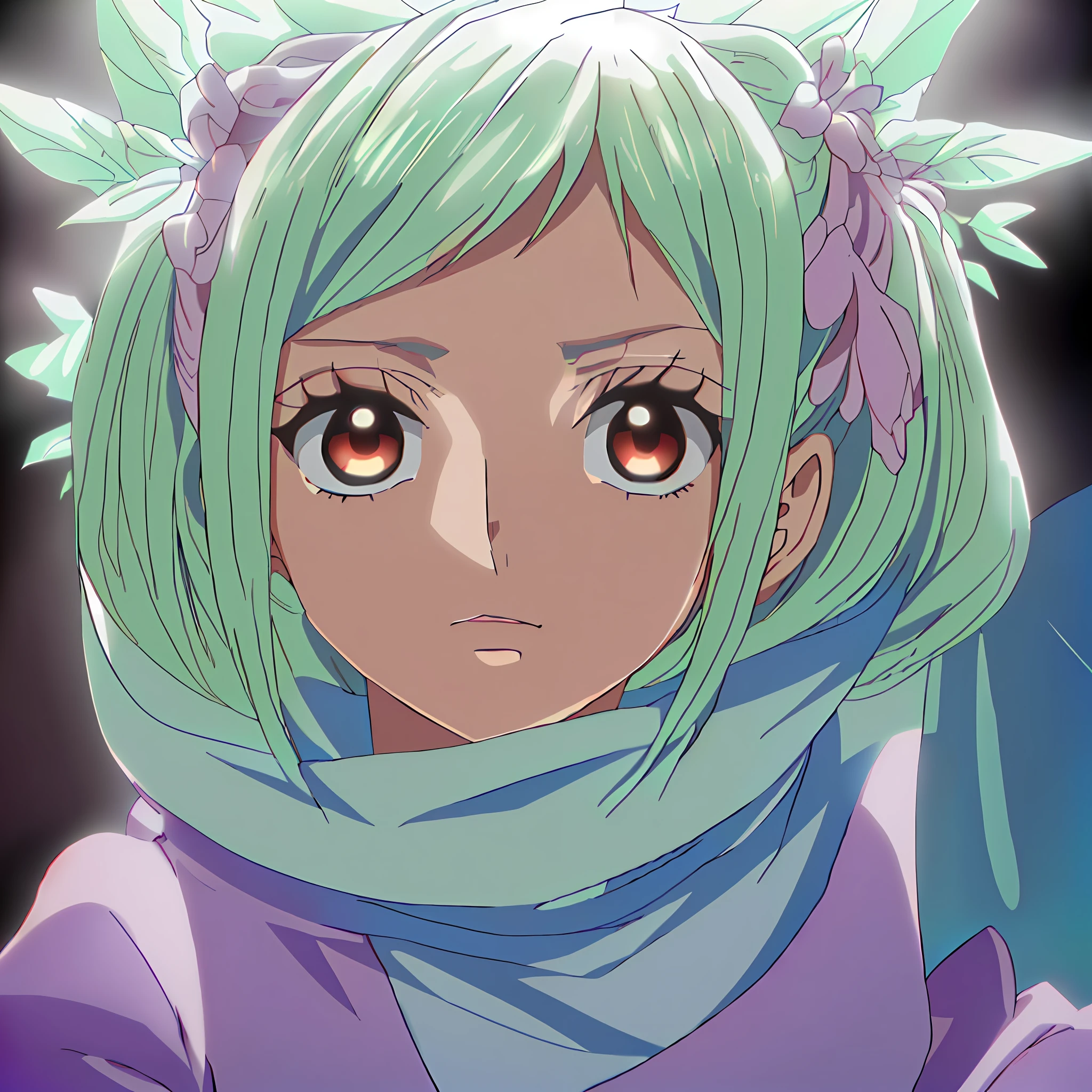 green hair, obra prima, 4k, better quality, dinamic lights,