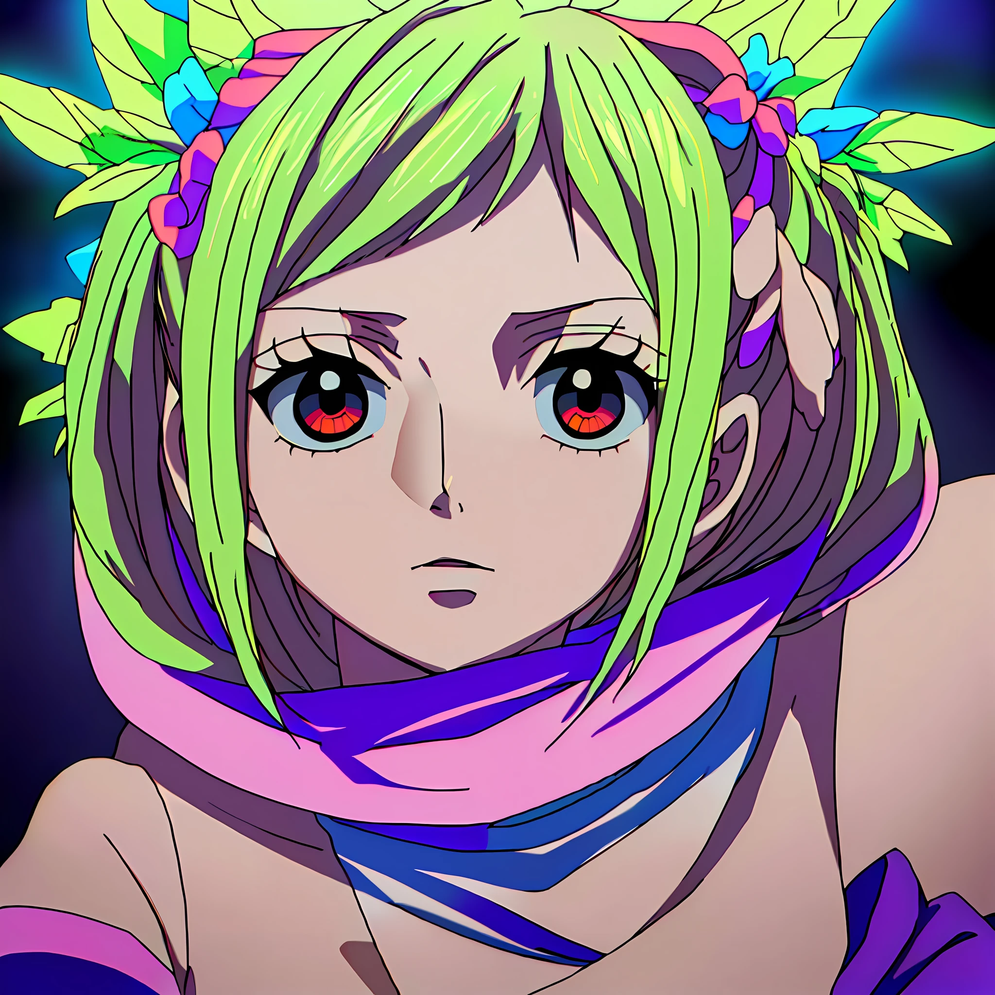 green hair, obra prima, 4k, better quality, dinamic lights,