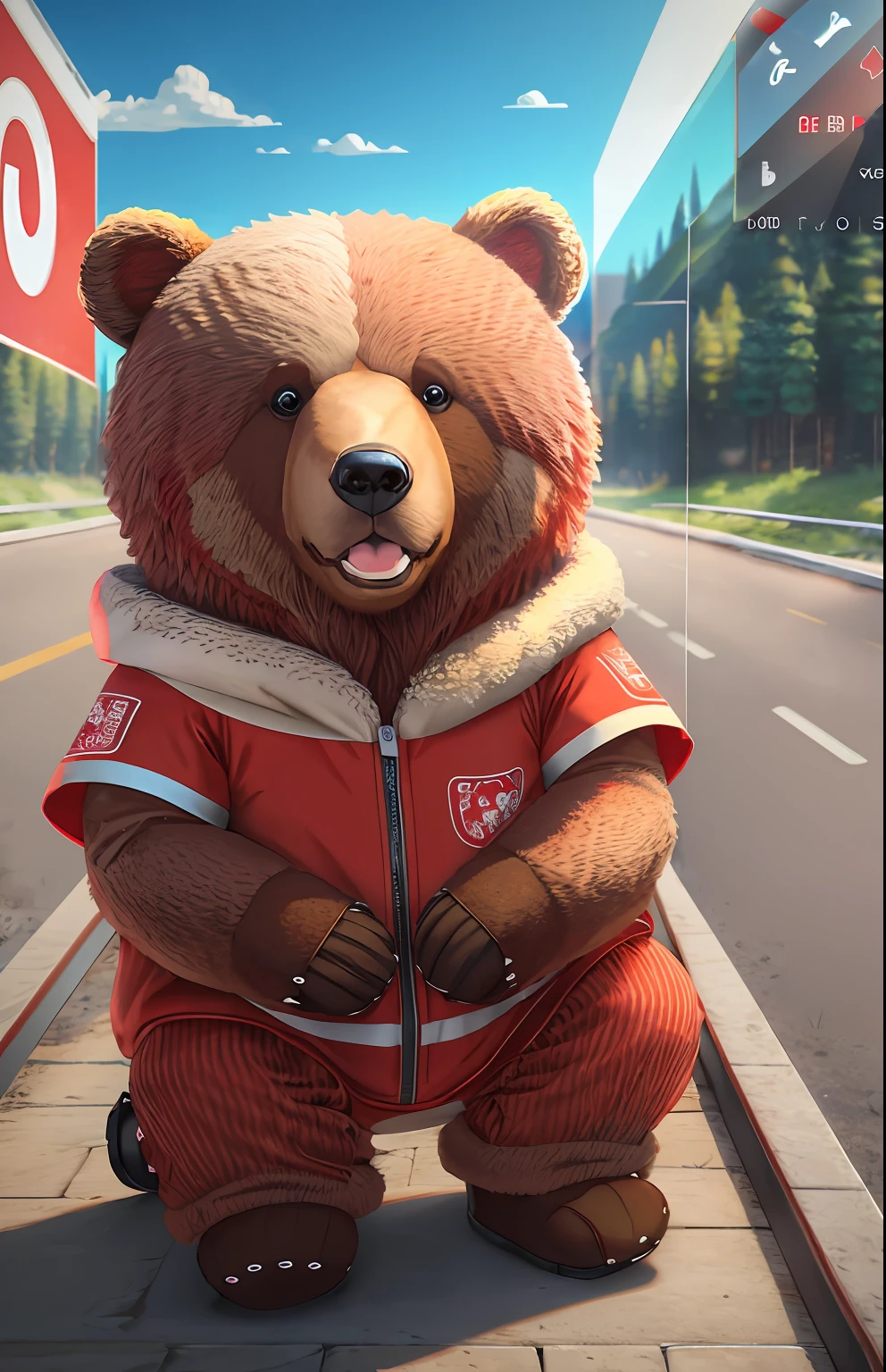 cute bear clothes,red,center of screen,8k,ultra quality, extreme realism. --auto --s2